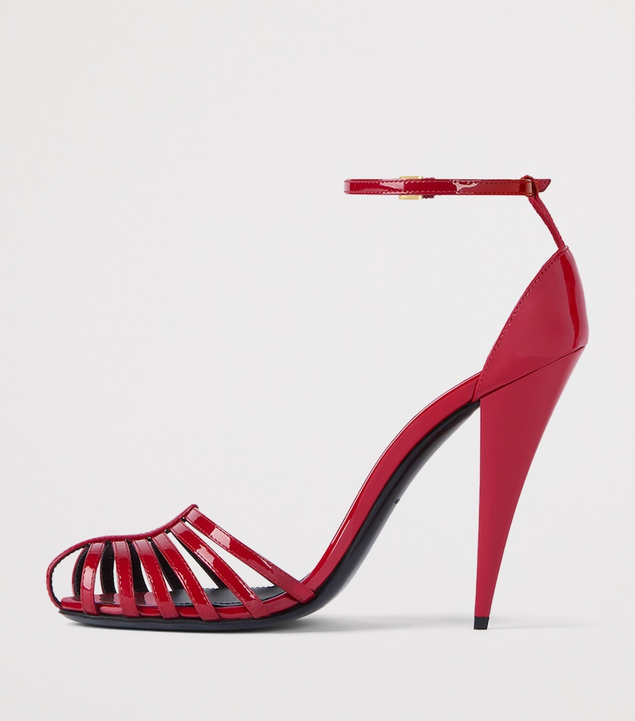 Patent Leather Caged Heeled Sandals 95 CORAL/PEARL Image 3