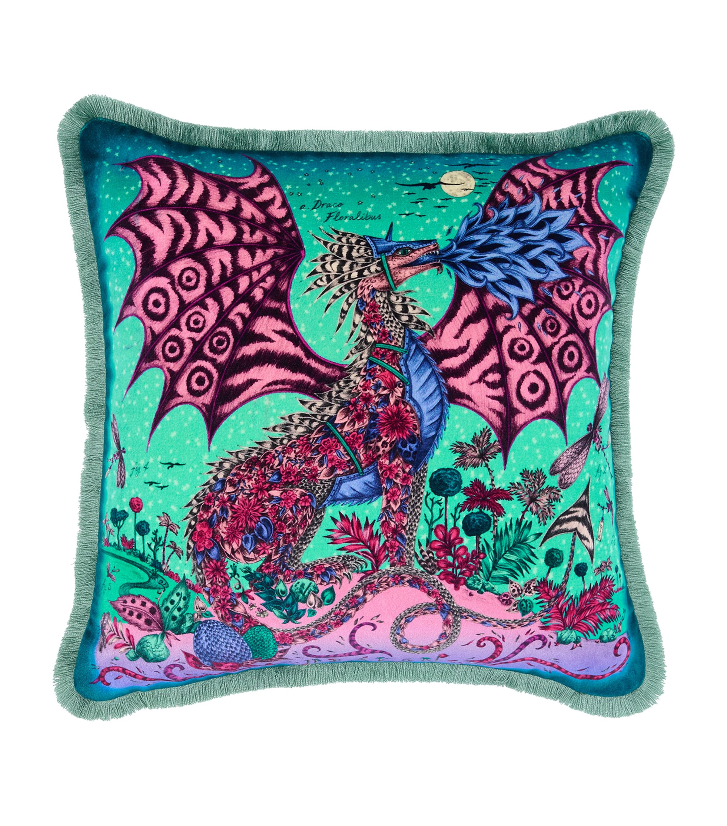 Emma J Shipley Velvet Embroidered Drakon Cushion (45cm x 45cm) | Home Furnishings | Cushions | 5235