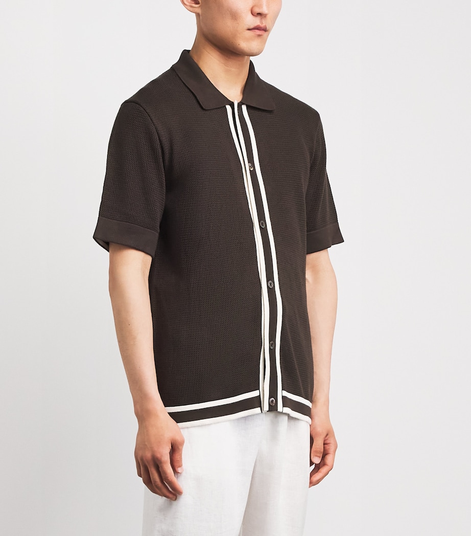 CHÉ Mens Stripe Jorge Polo Shirt Chocolate Brown Image 4