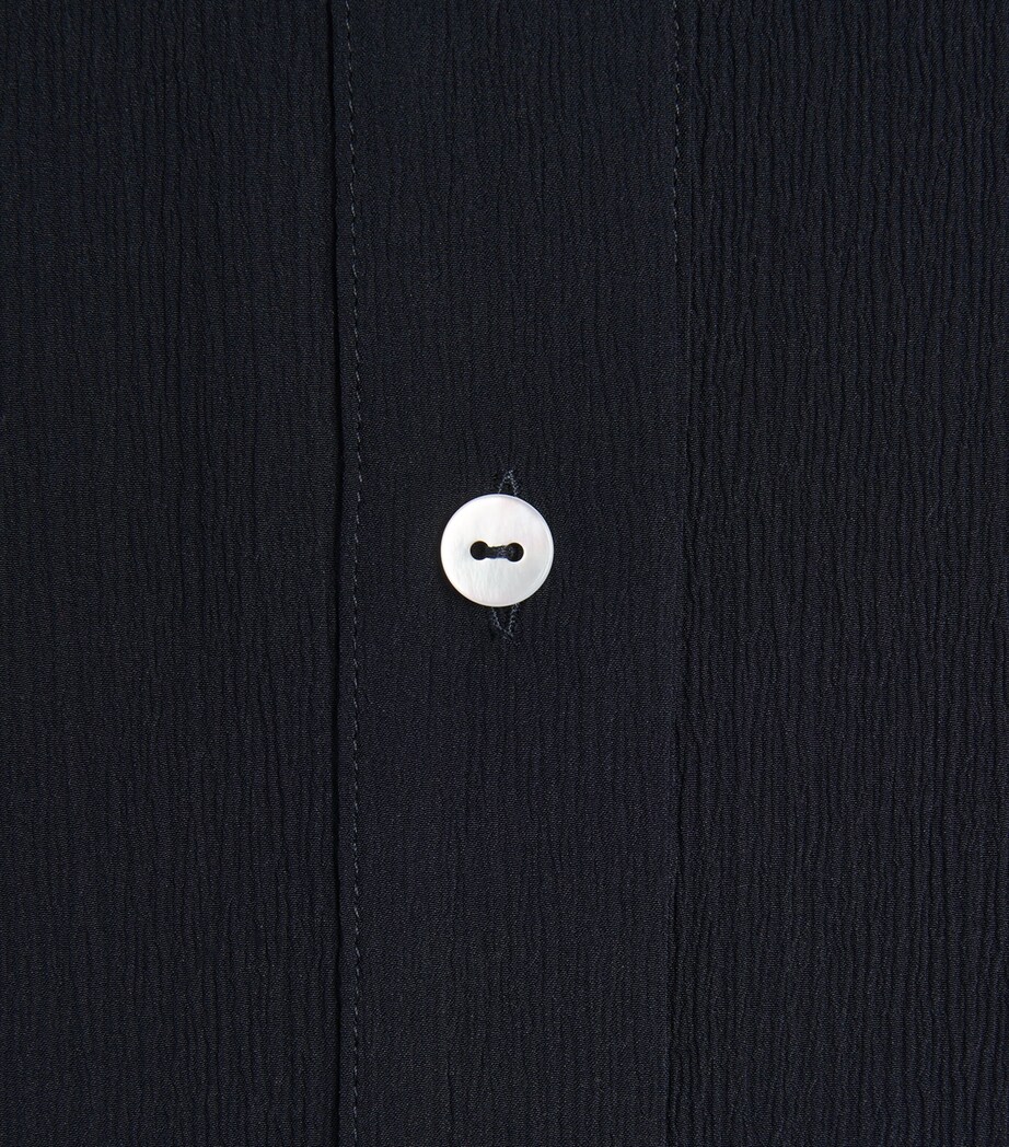 NOMADISSEM Womens Silk Shirred Shirt Dark Navy Image 5