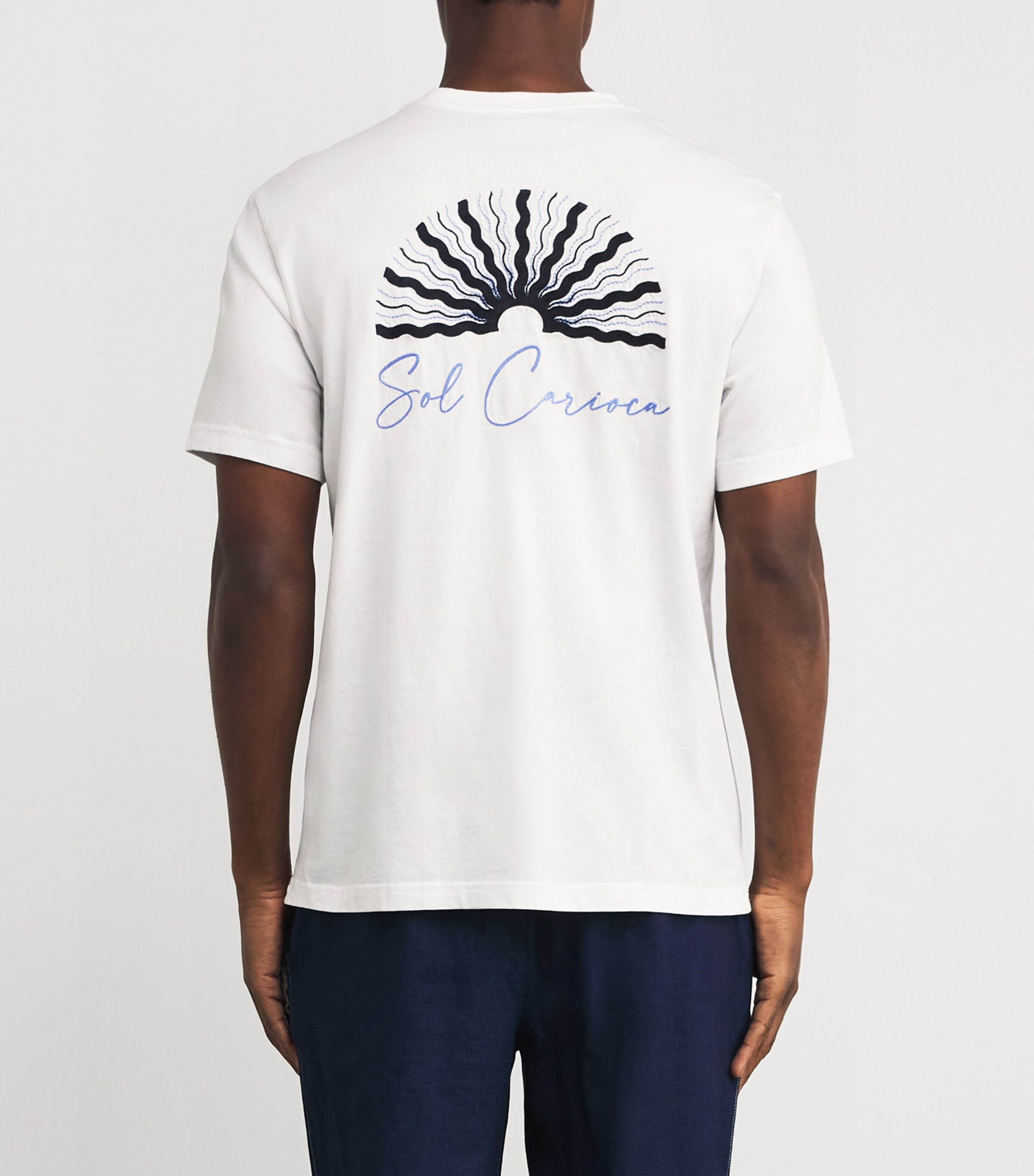 Frescobol Carioca Mens Organic Cotton Embroidered Dinis T-Shirt White Image 4