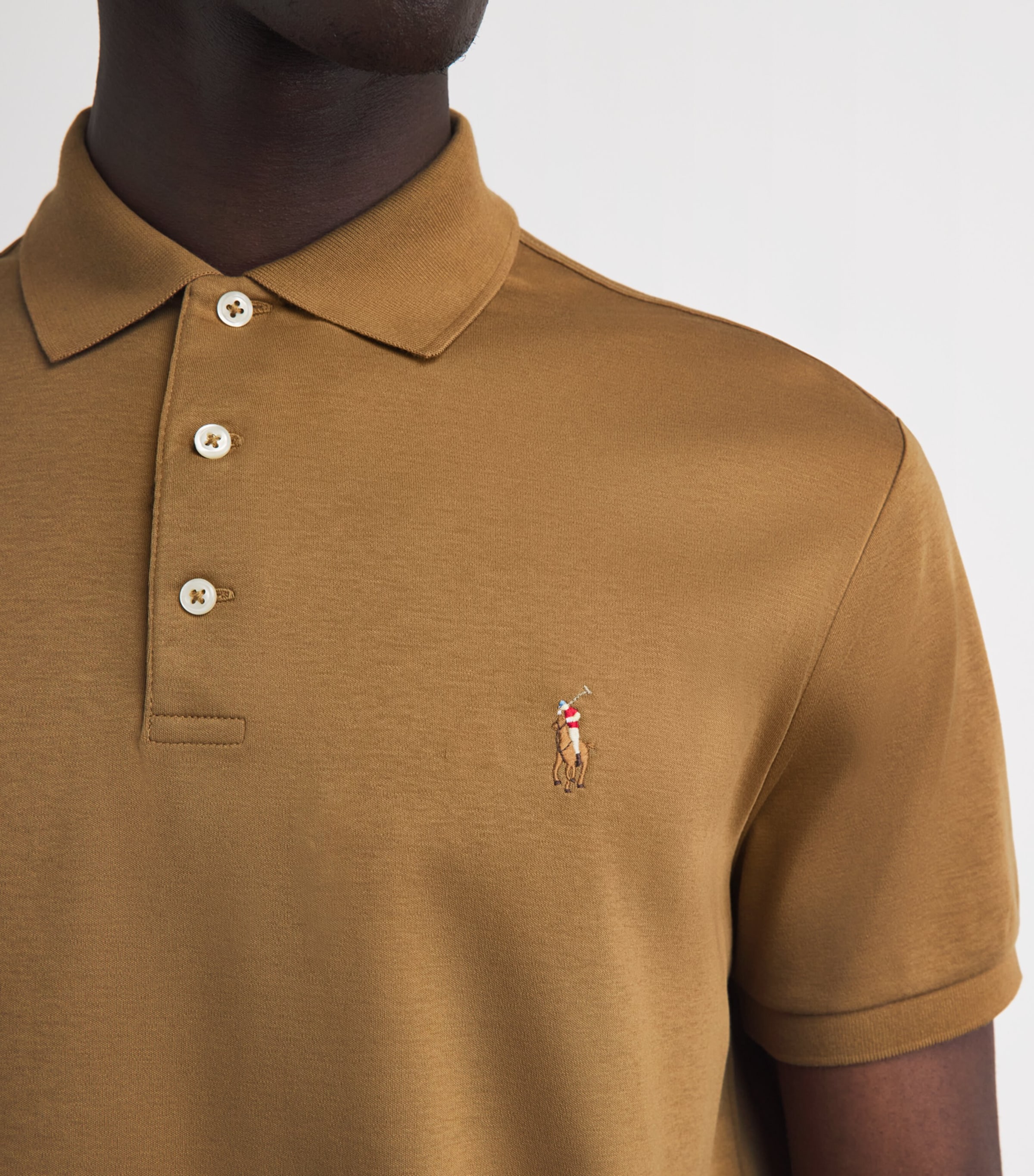 Polo Ralph Lauren Mens Cotton Slim-Fit Polo Shirt Cafe Brown Image 3