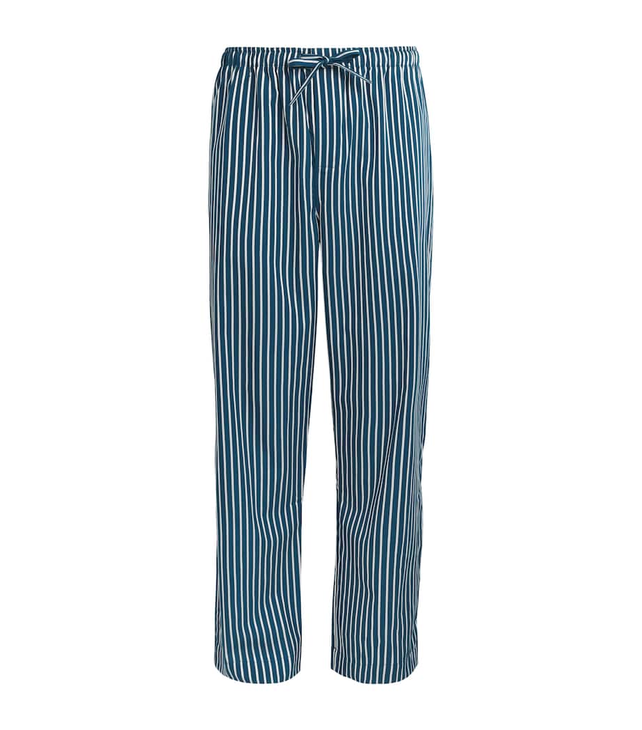 Derek Rose Mens Cotton Stripe Royal Lounge Trousers Blu Image 1
