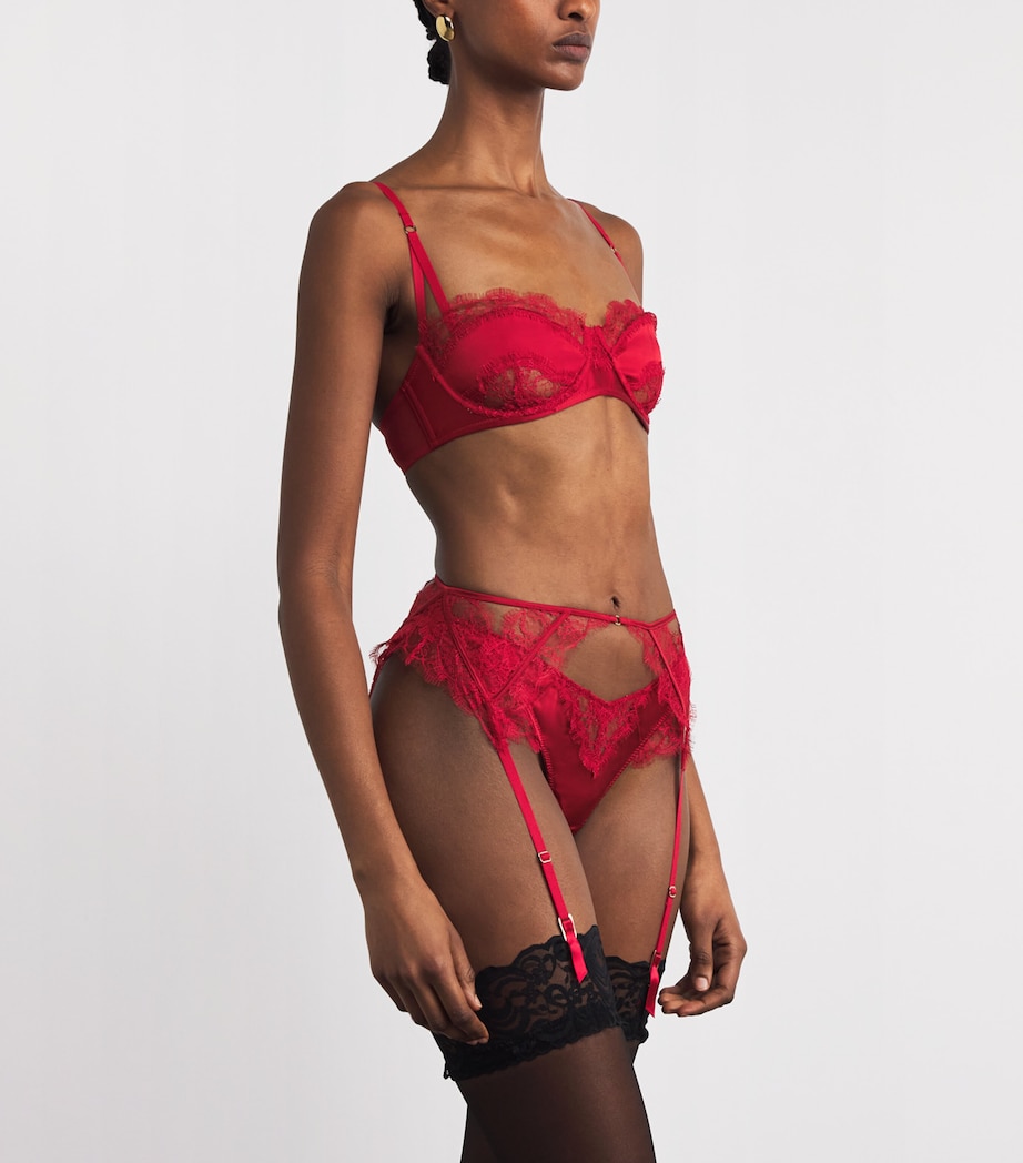 Lace-Insert Garter Belt RED 600 Image 2