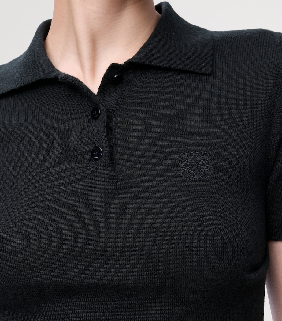 Cashmere-Silk Anagram Polo Sweater BLACK Image 5