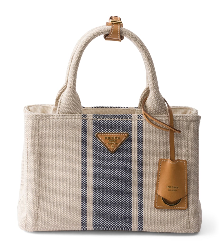 Prada Small Canvas Jardinière Tote Bag Neutral Image 1