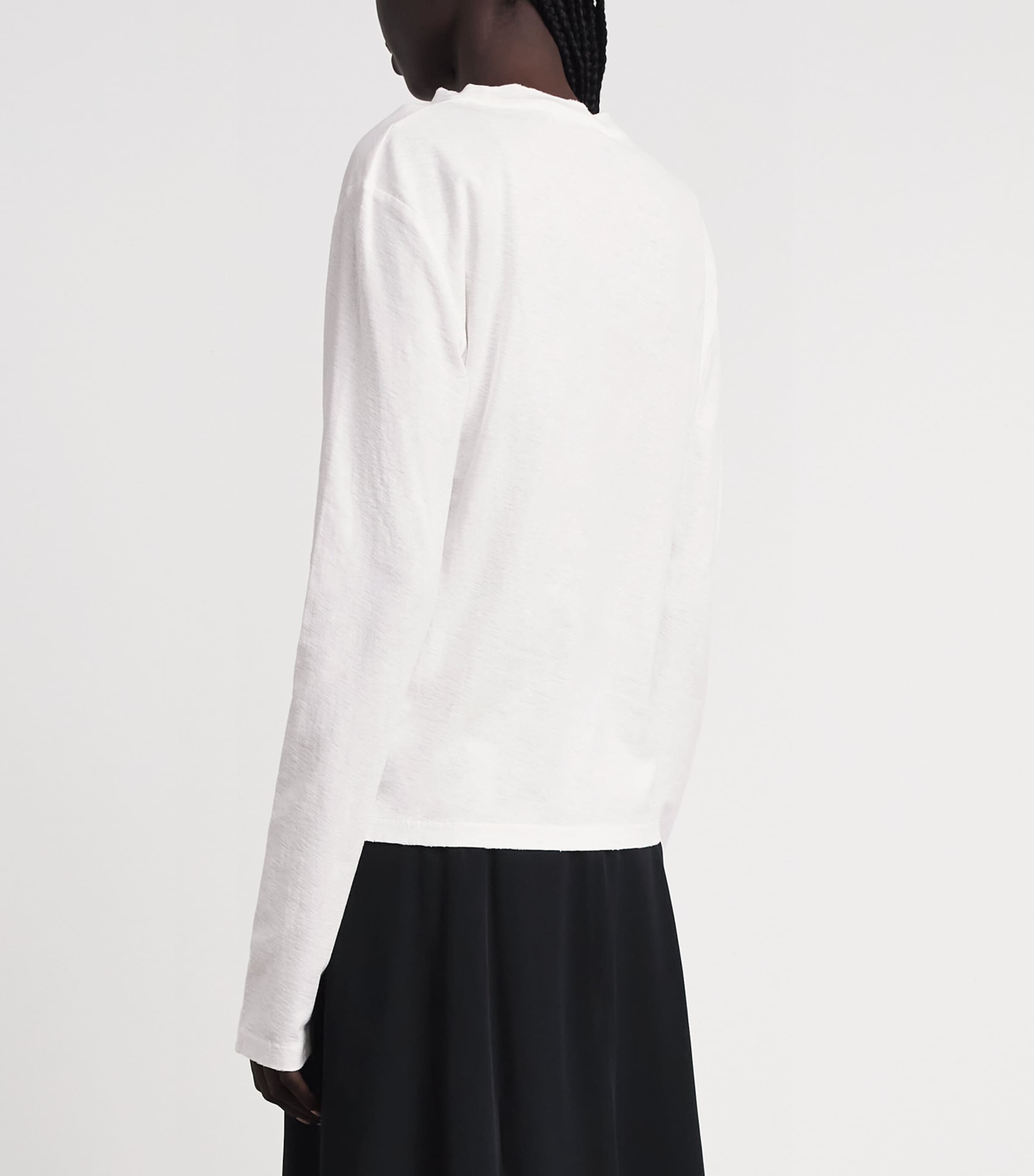 Acne Studios Womens Distressed Logo Long-Sleeve T-Shirt Off White Image 5