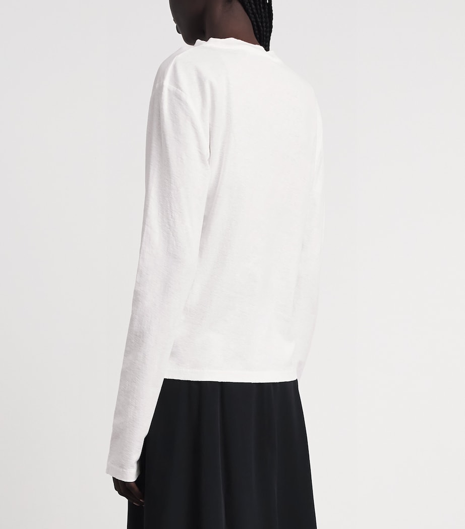 Acne Studios Womens Distressed Logo Long-Sleeve T-Shirt Off White Image 5