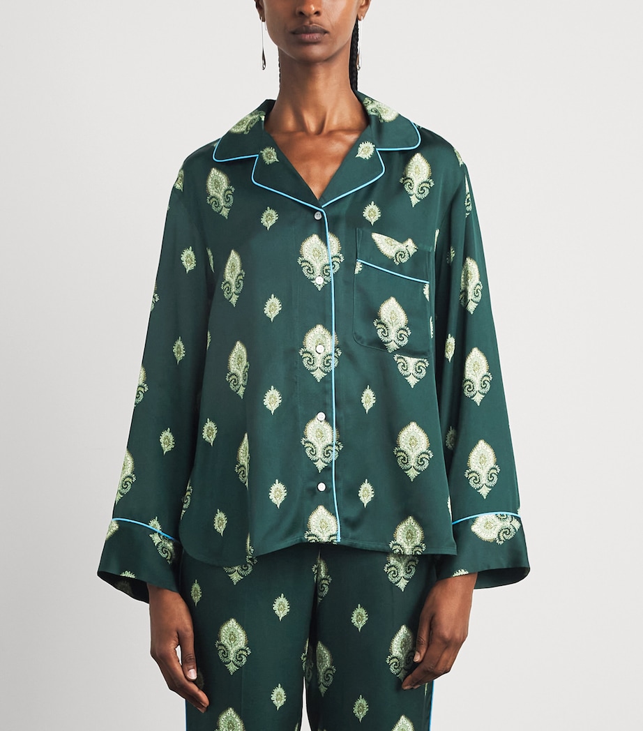 Sandro Paris Womens Paisley Pyjama-Style Shirt Green Image 4