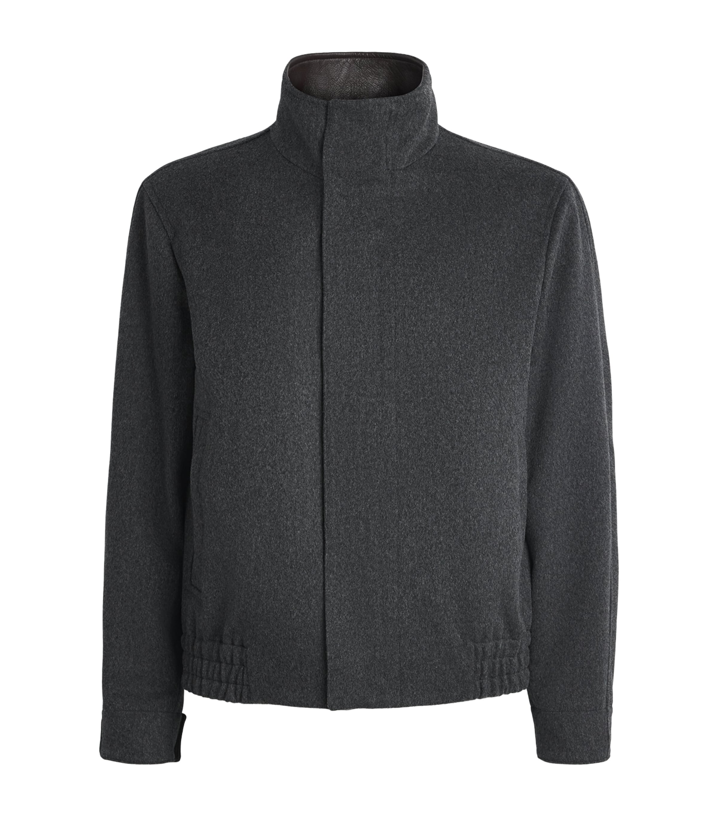 Lardini Mens Virgin Wool High Neck Jacket Dark Grey Image 1