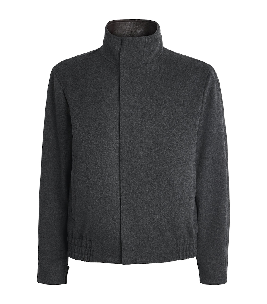 Lardini Mens Virgin Wool High Neck Jacket Dark Grey Image 1