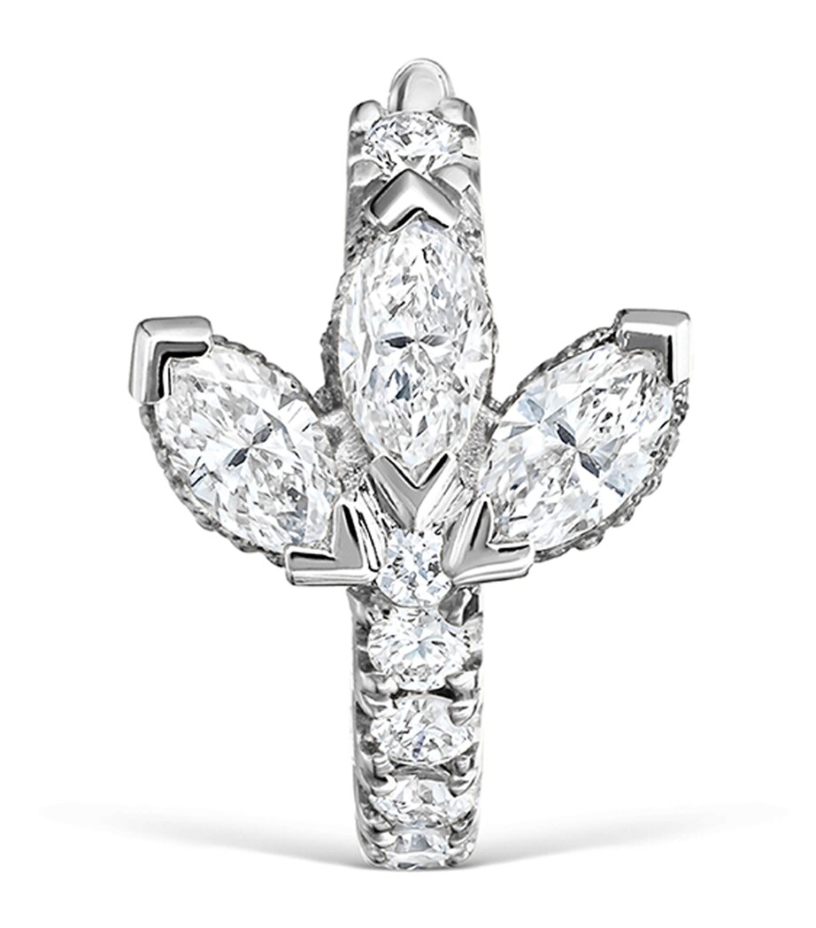 White Gold Diamond Lotus Eternity Hoop Earring (6.5mm) WHITE GOLD Image 2