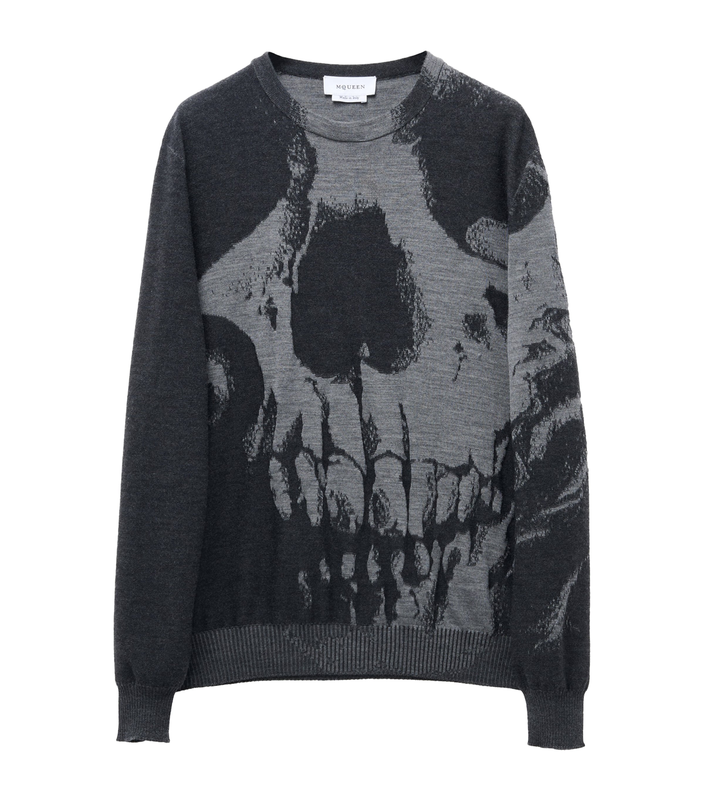 Alexander Mcqueen Wool Skull Sweater In Black