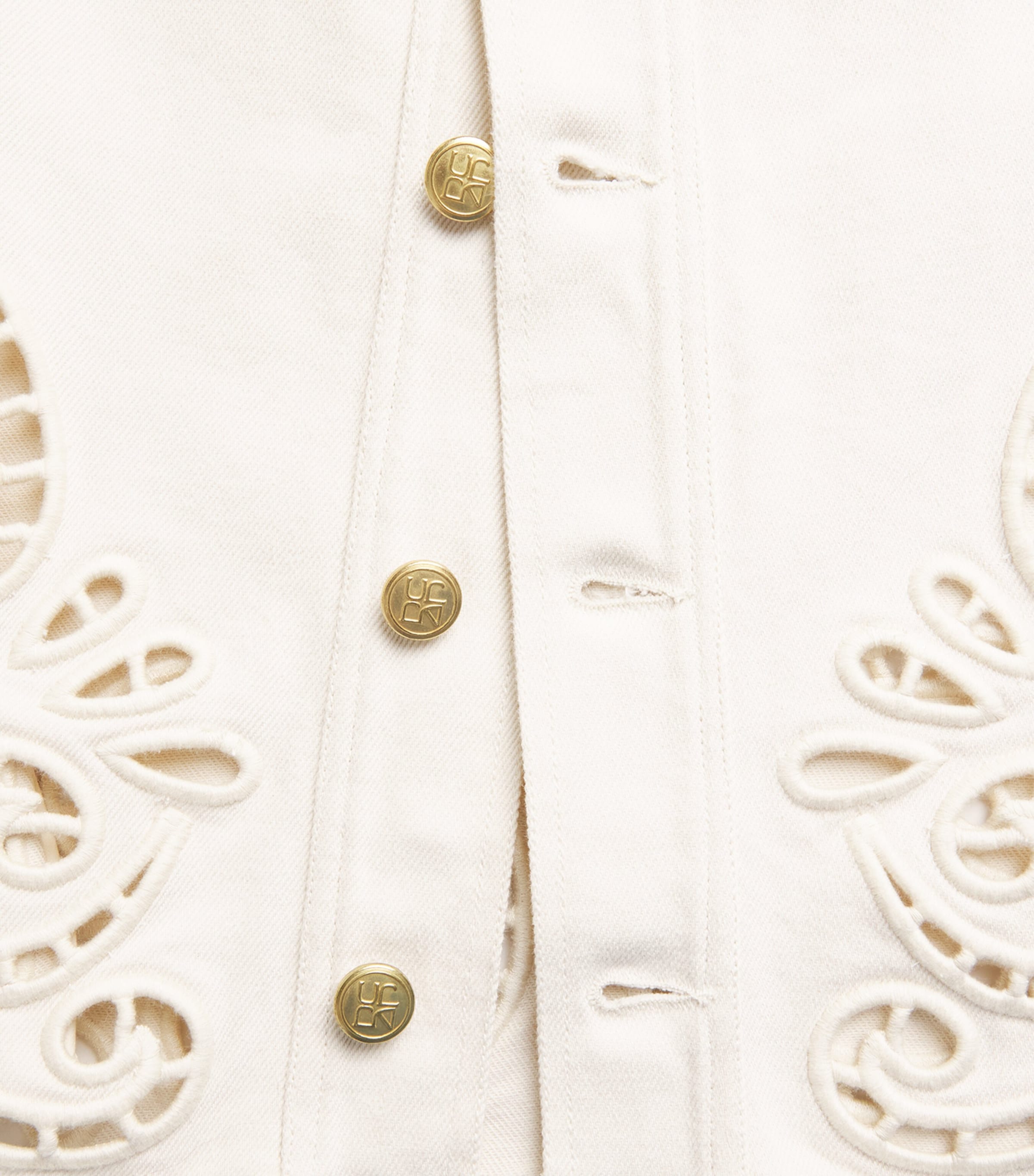 Ulla Johnson Womens Bobbi Eyelet Denim Jacket Cowrie Image 6
