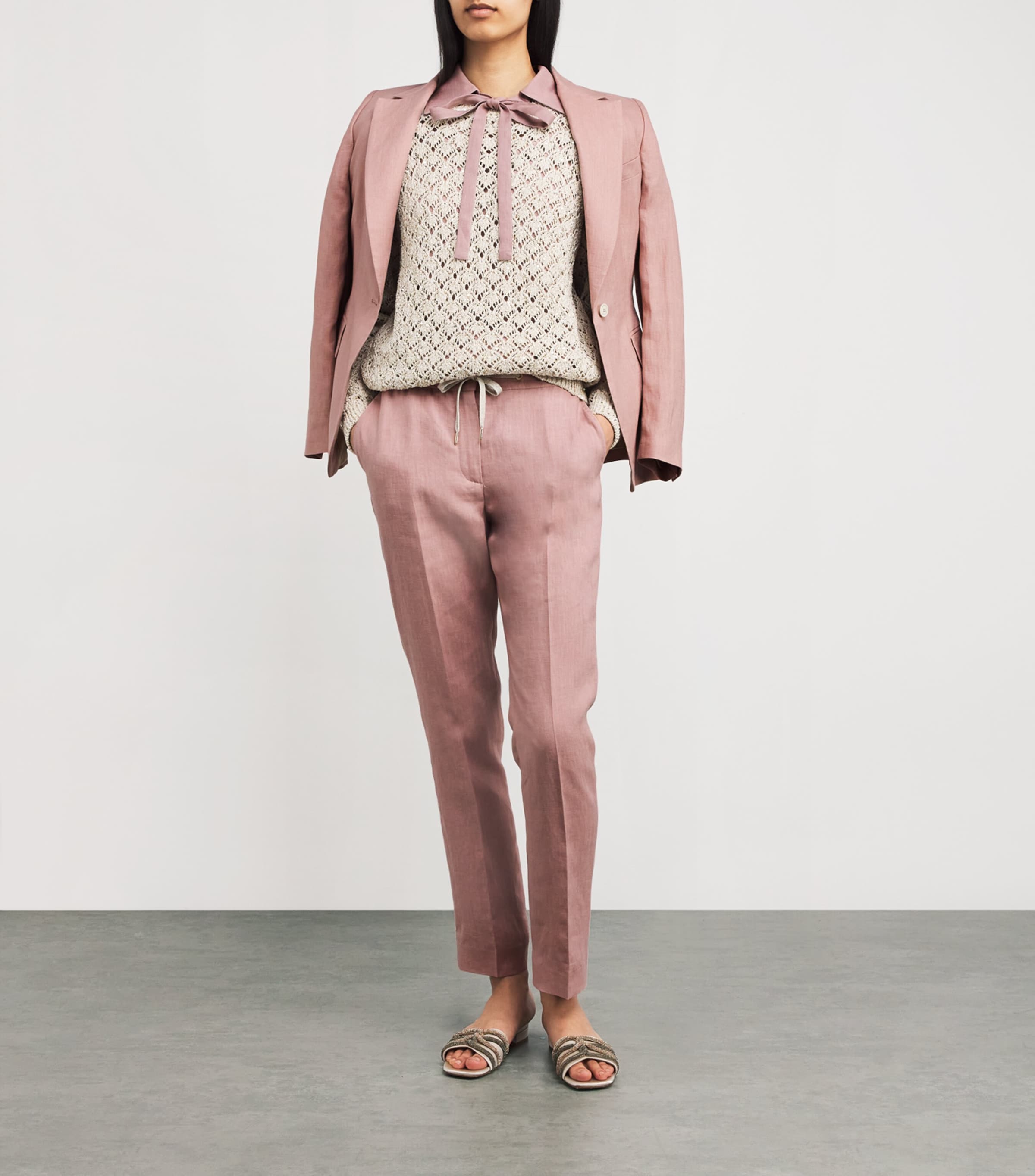 パンツ ELEVENTY PINK LINEN PANTS Eleventy Linen Drawstring Trousers | Harrods UK