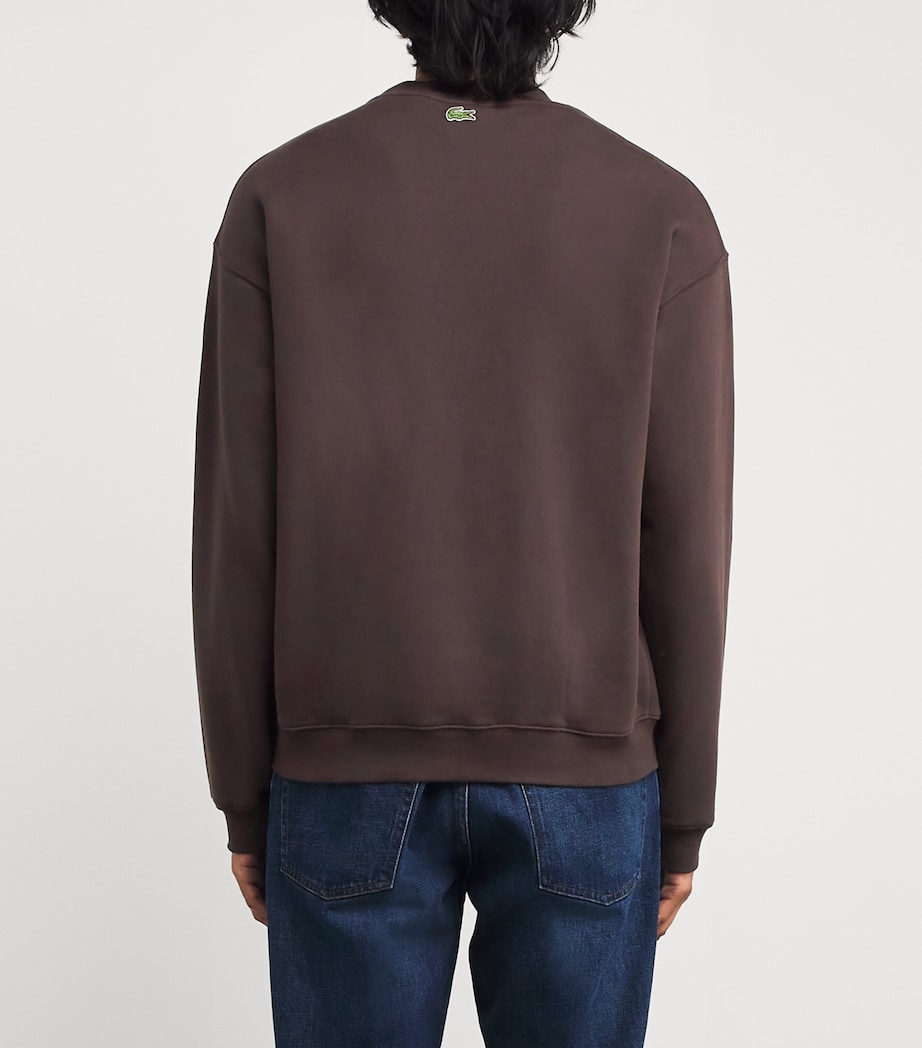 Cotton Logo-Embroidered Sweatshirt BROWN Image 4