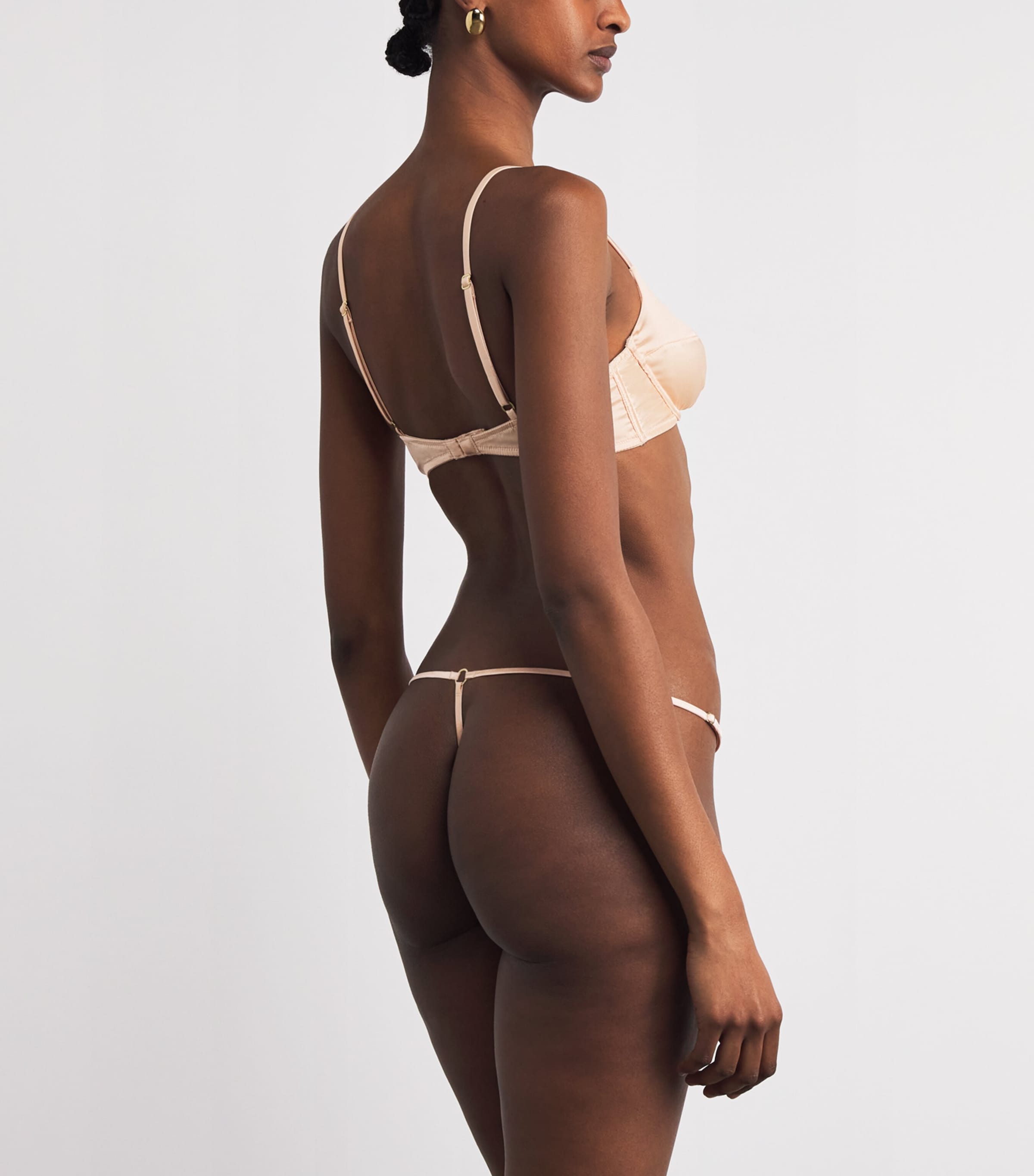 Kiki de Montparnasse Womens Stretch-Silk Tous Les Jours Thong Blush Image 3