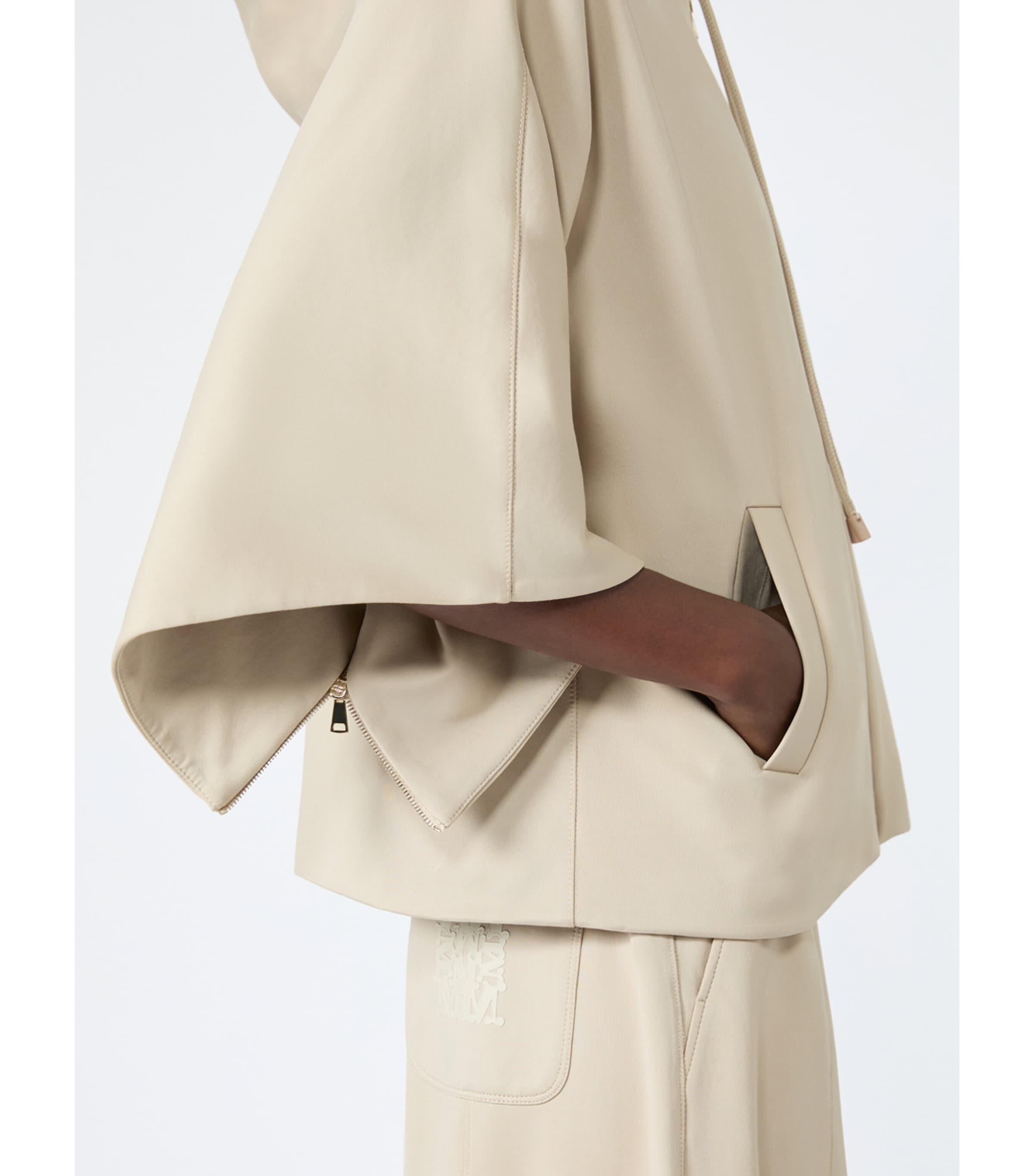 Max Mara Womens Technical Jersey Cropped Hoodie Stone Image 5
