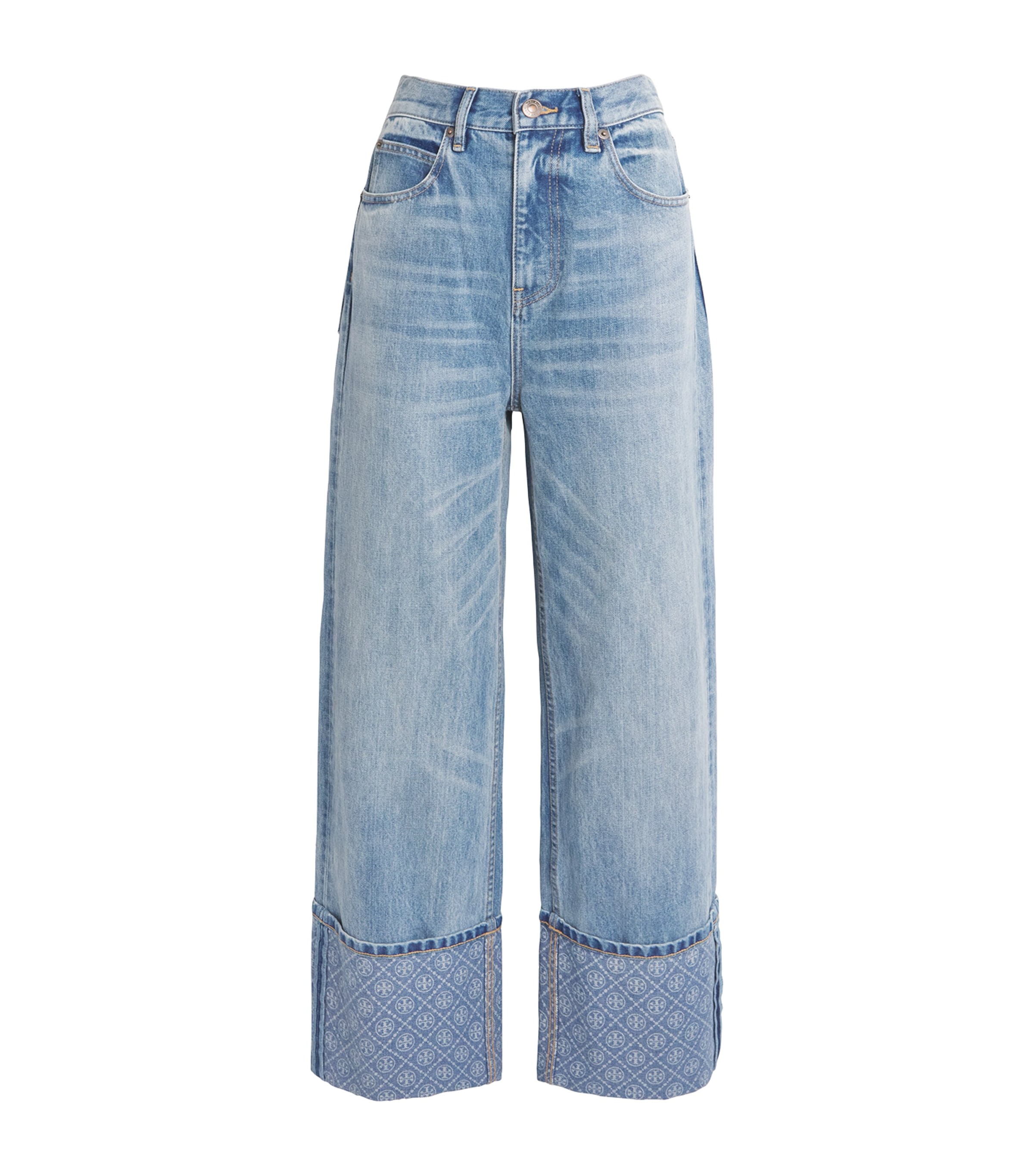Tory Burch Womens High-Rise Straight Jeans Lght Vntge Wsh Image 1