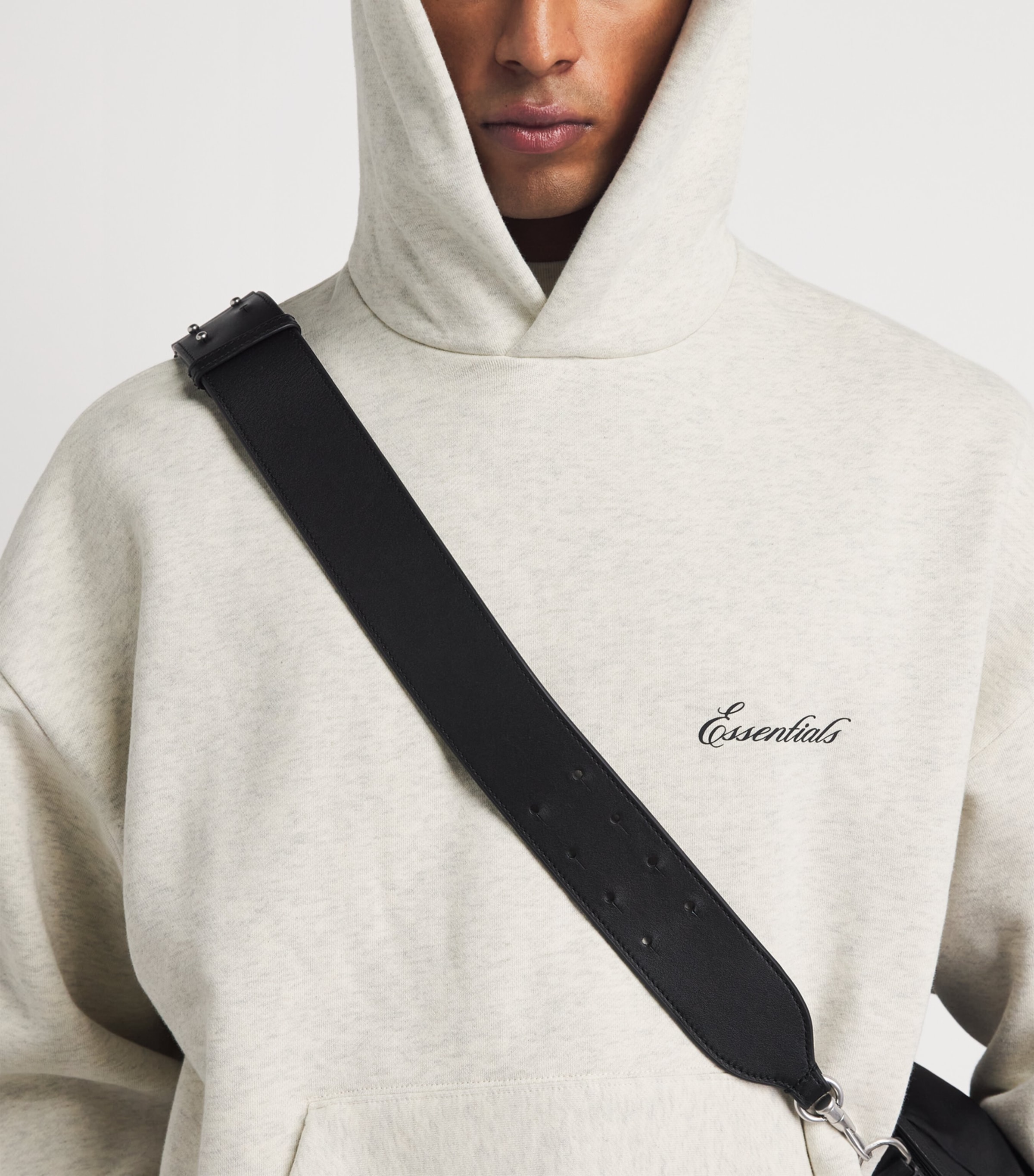 FEAR OF GOD ESSENTIALS Mens Classic Logo Hoodie Oatmeal Heather/lght Image 3