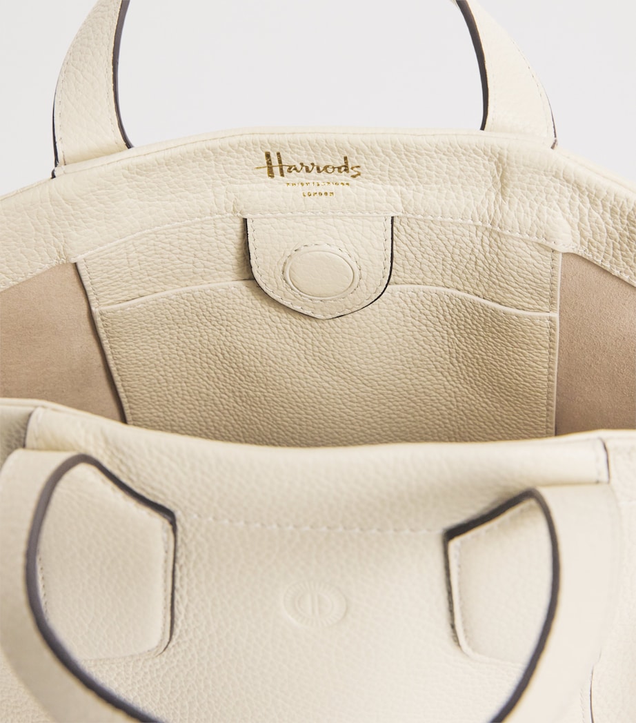Harrods Small Leather Freya Tote Bag Stone Image 5