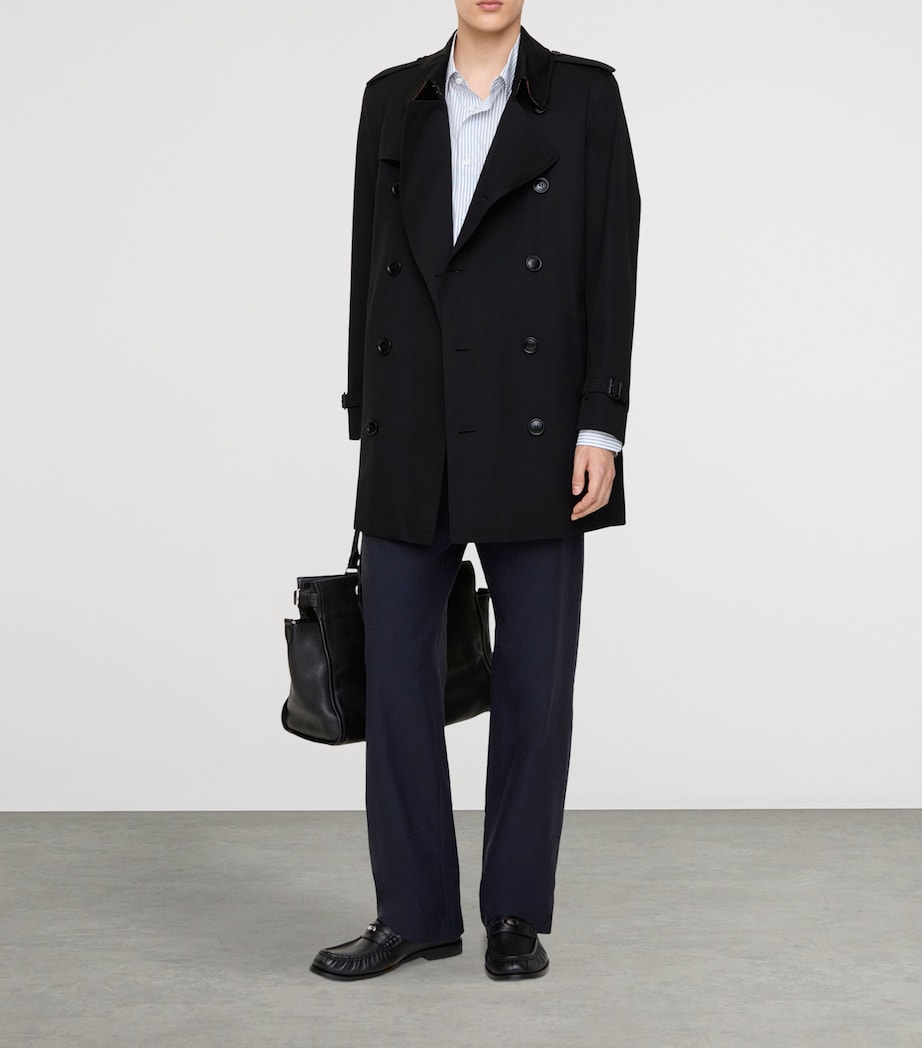 Burberry Mens Short Kensington Trench Coat Black Image 2