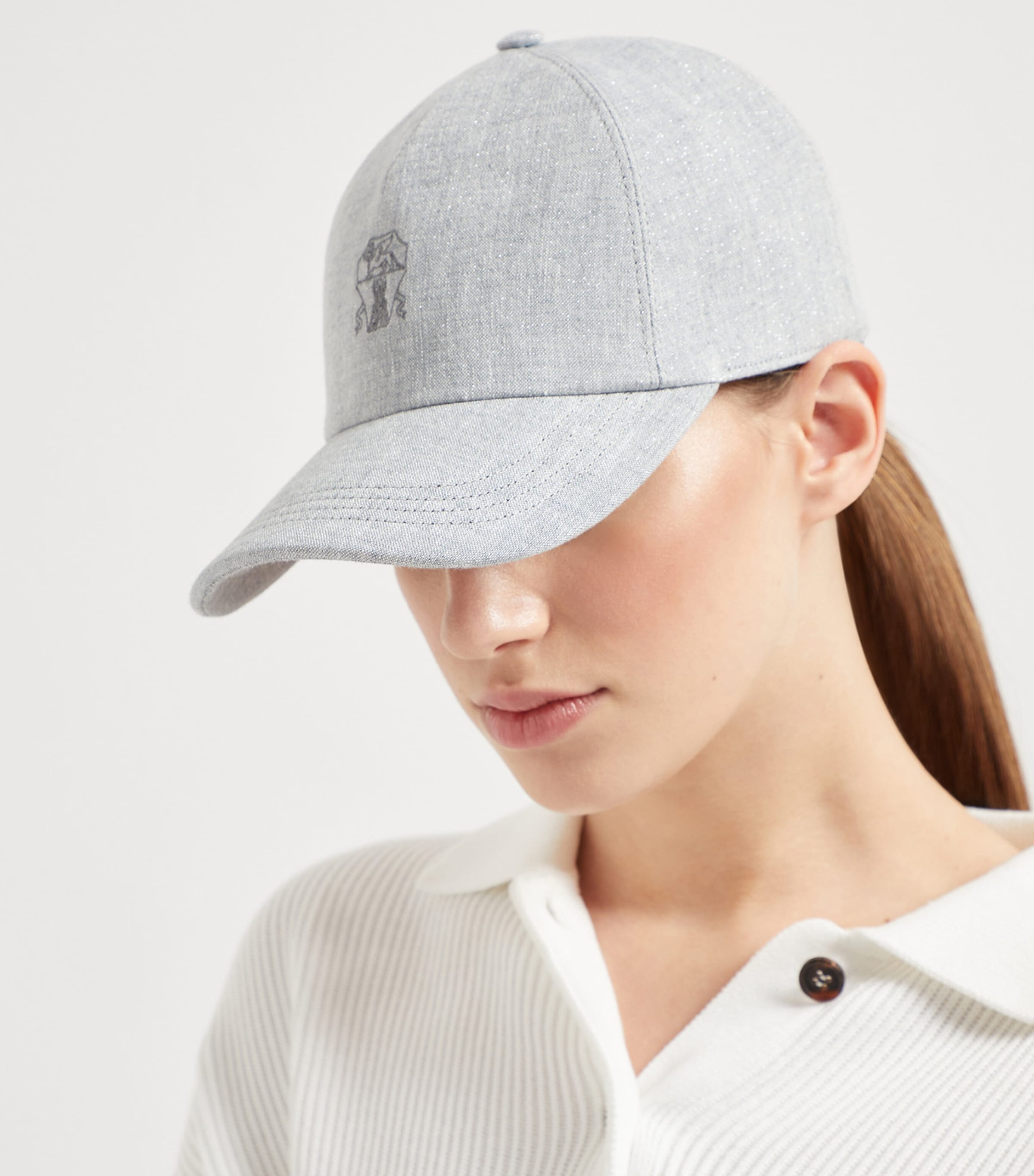 キャップ Brunello Cucinelli Linen Blend Baseball Hat With Logo Embroi Linen blend baseball hat with logo embroidery BRUNELLO