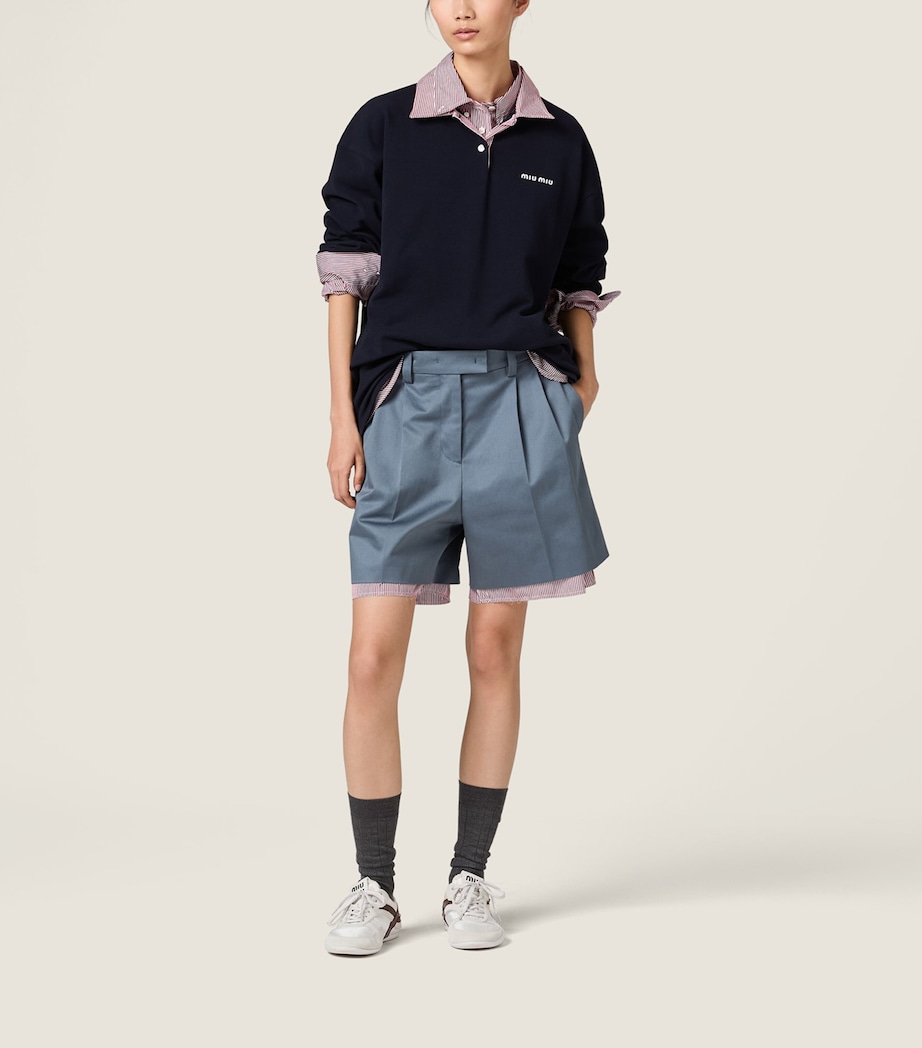 Miu Miu Womens Cotton Contrast Collar Polo Shirt Image 2