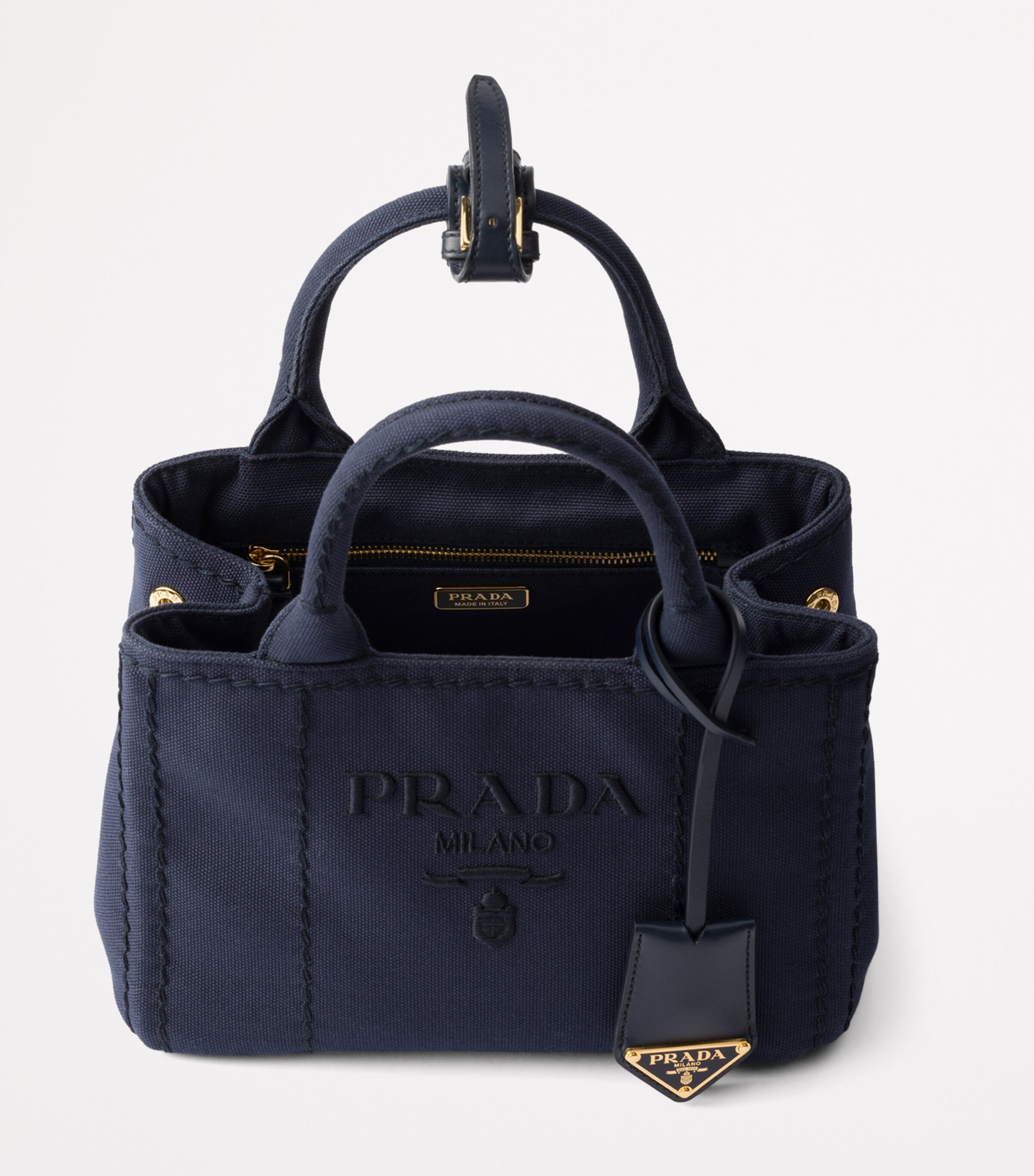 Prada Mini Cotton Canvas Top-Handle Bag Image 4