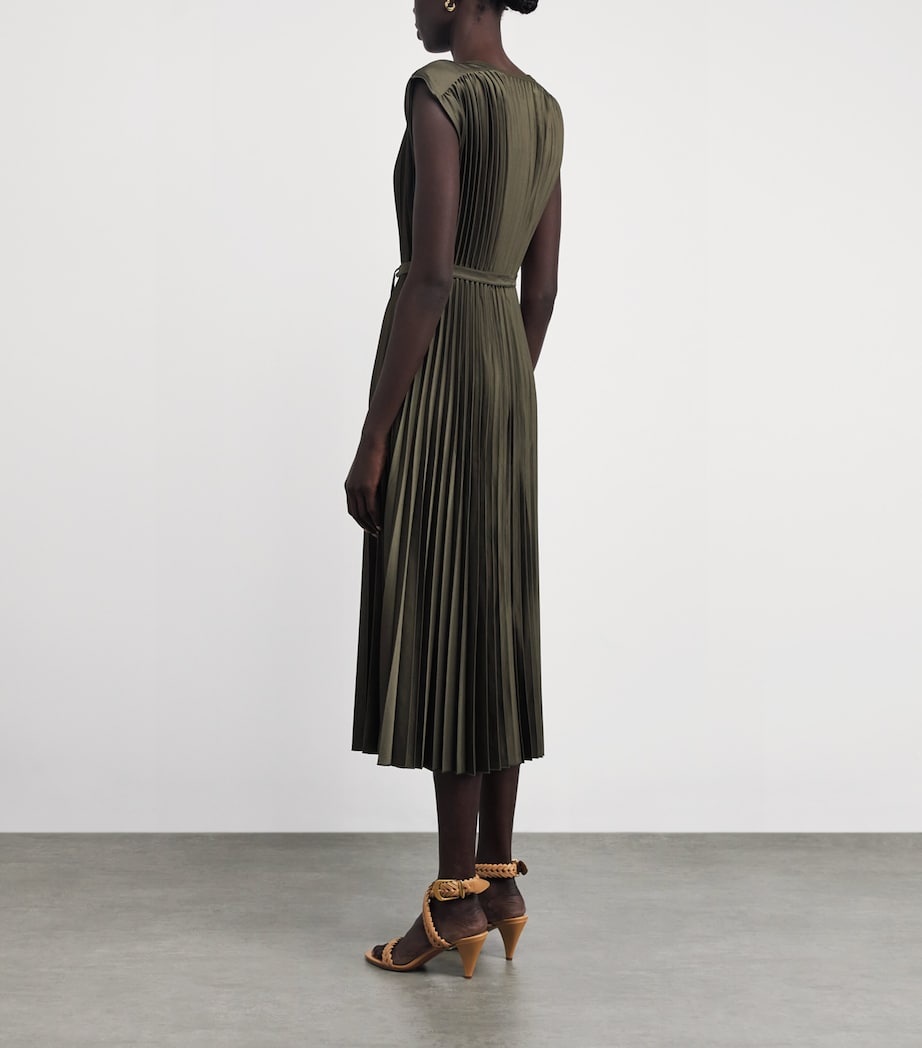 Joseph Womens Crepe Plissé Volta Midi Dress Palm Leaf Image 3