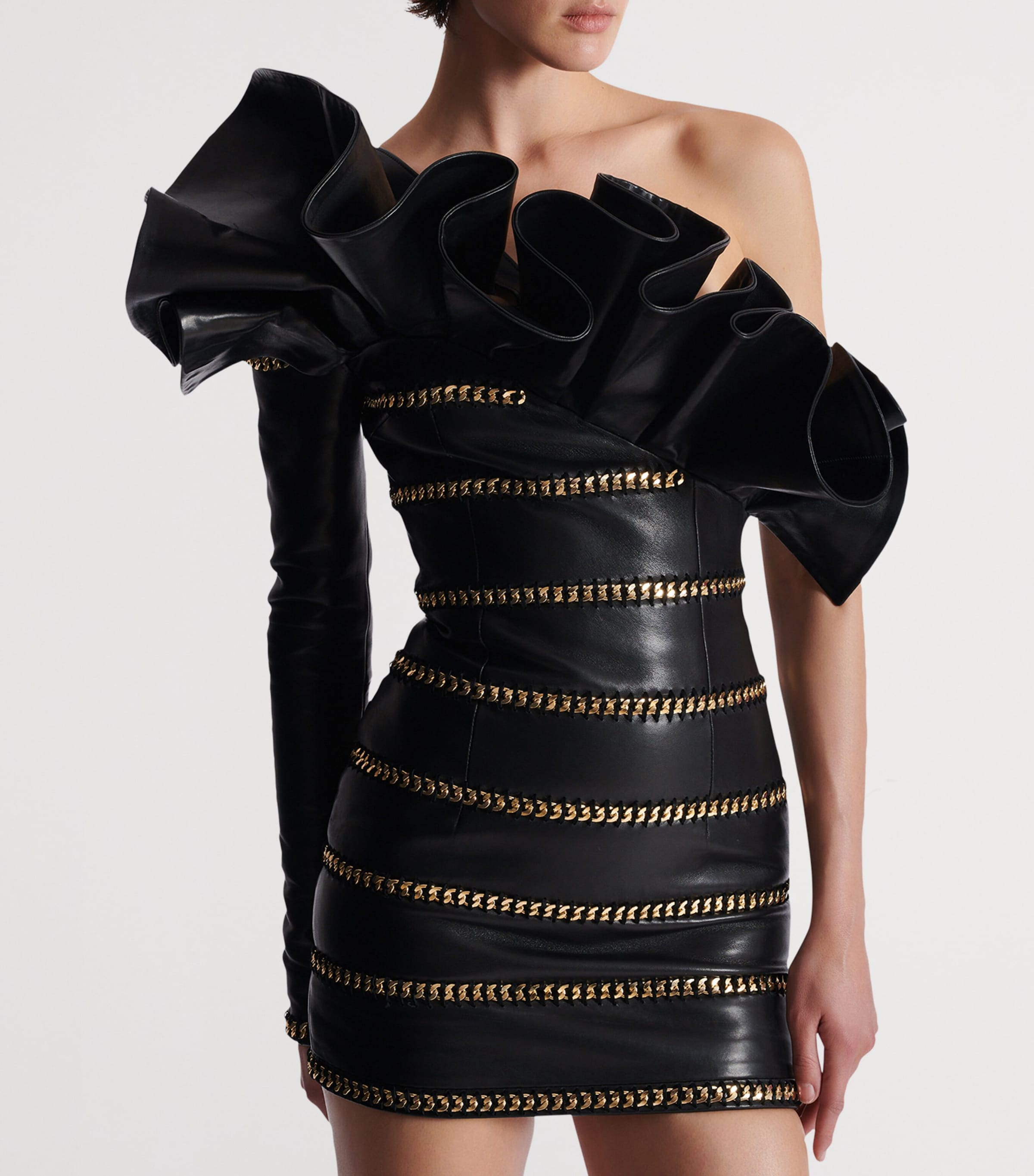 Leather Chain Mini Dress EAD NOIR/OR Image 5