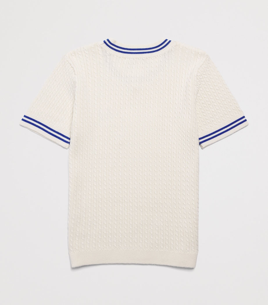 Mini Rodini Organic Cotton Cable-Knit Top (3-11 Years) White Image 2