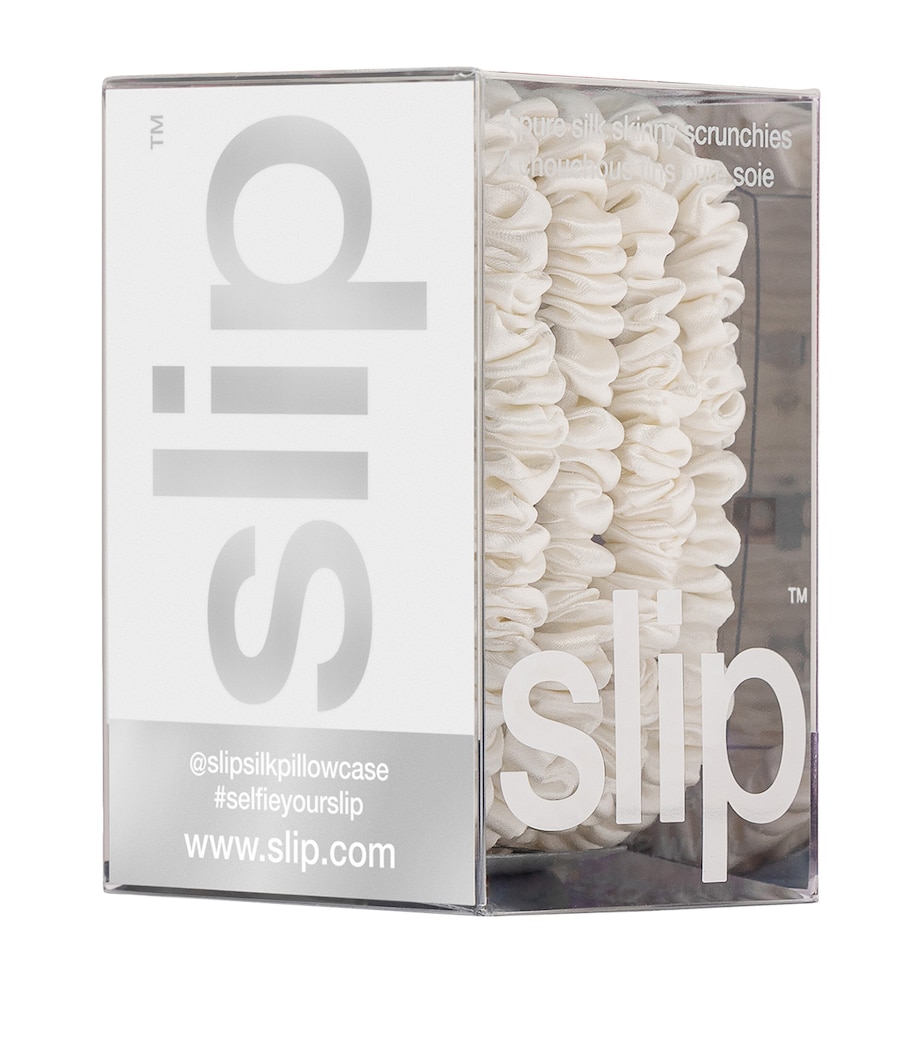 Mulberry Silk Skinny Scrunchies (Set of 4) WHITE Image 6