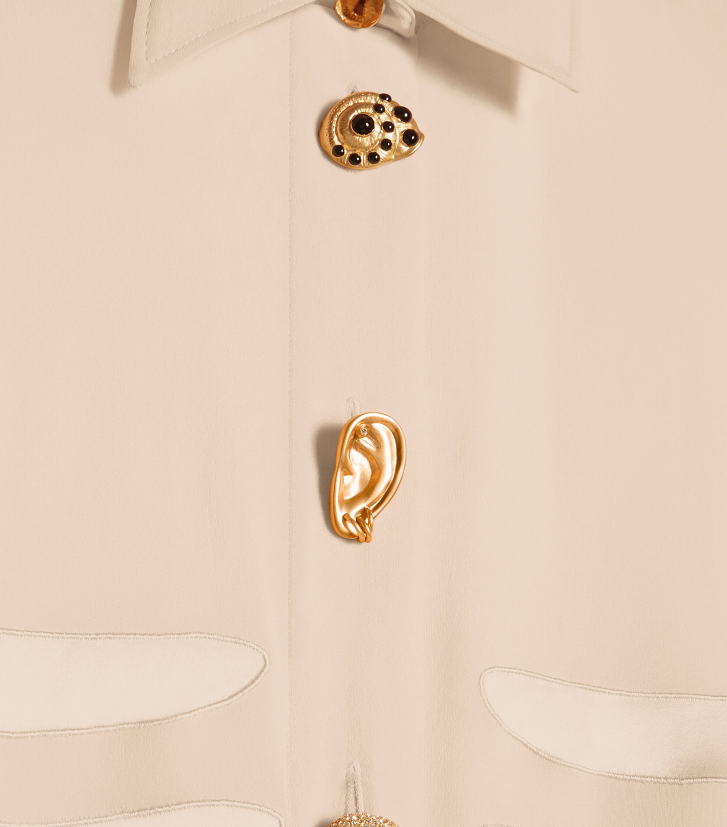 Schiaparelli Womens Silk Trompe-l'Oeil Skeleton Shirt Dress Ecru Image 7