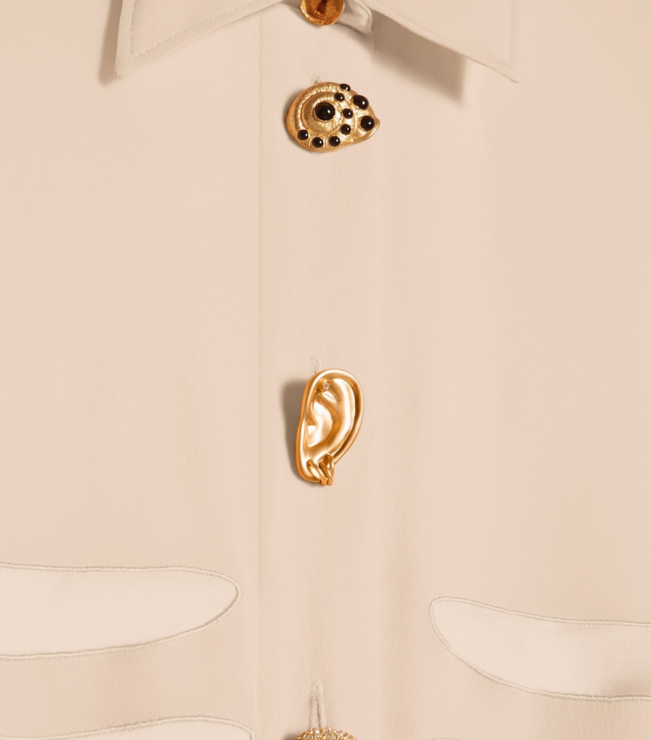 Schiaparelli Womens Silk Trompe-l'Oeil Skeleton Shirt Dress Ecru Image 7