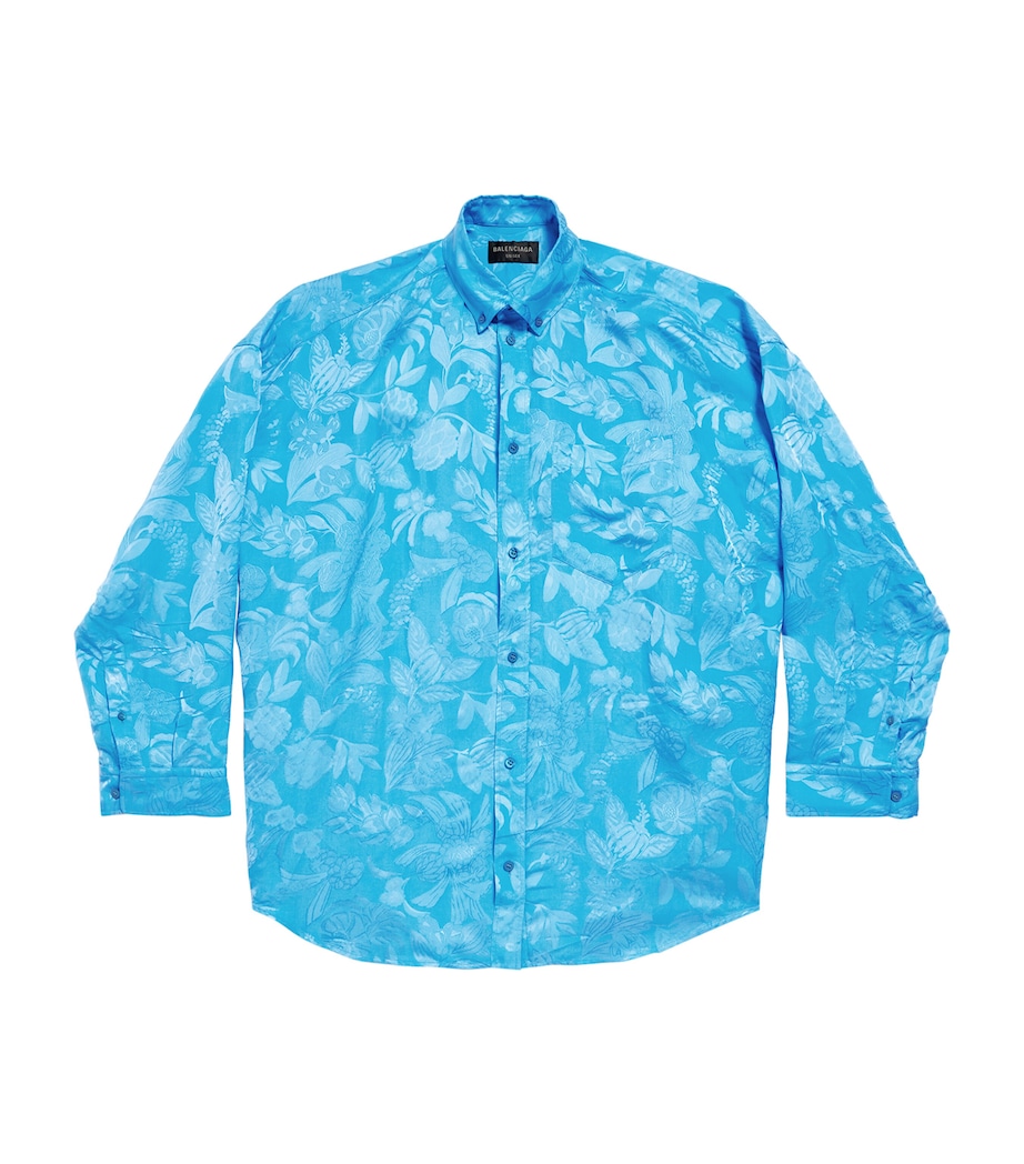 Balenciaga Womens Floral-Jacquard Cocoon Long-Sleeve Shirt Image 1