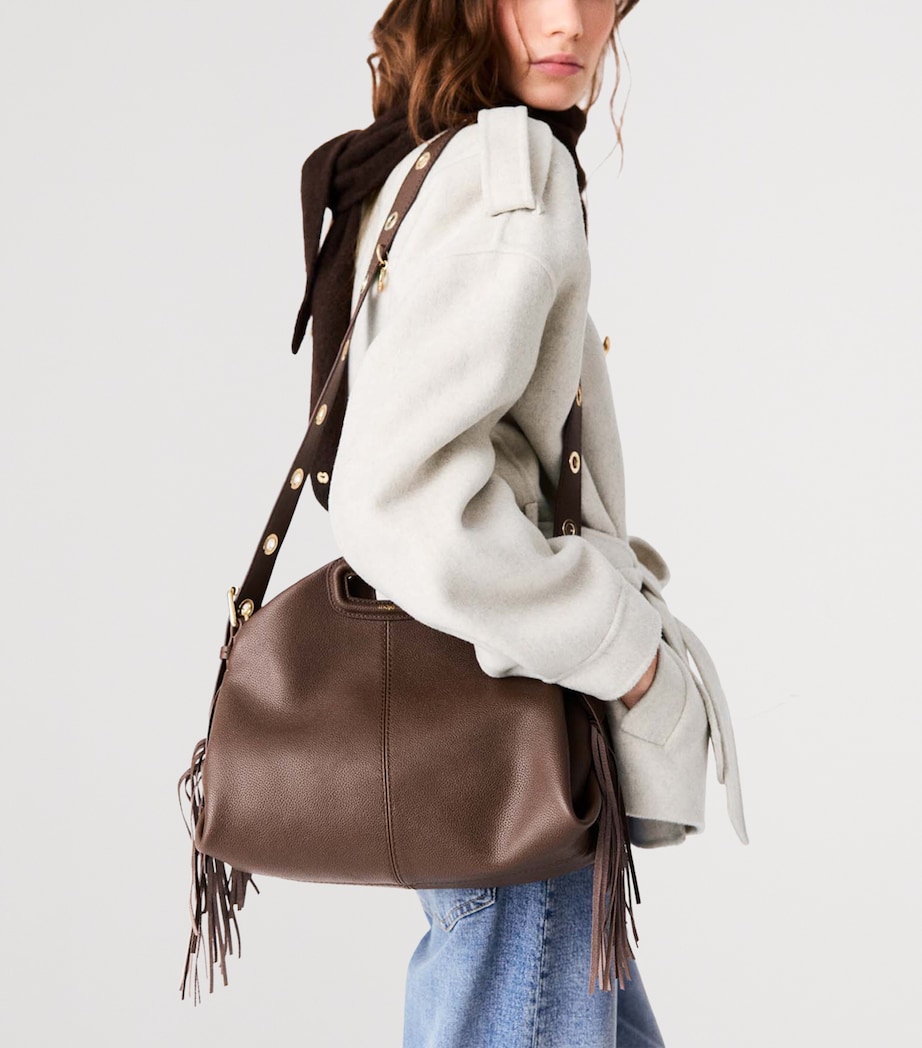 Maje Leather Miss M Shoulder Bag Brown Image 7