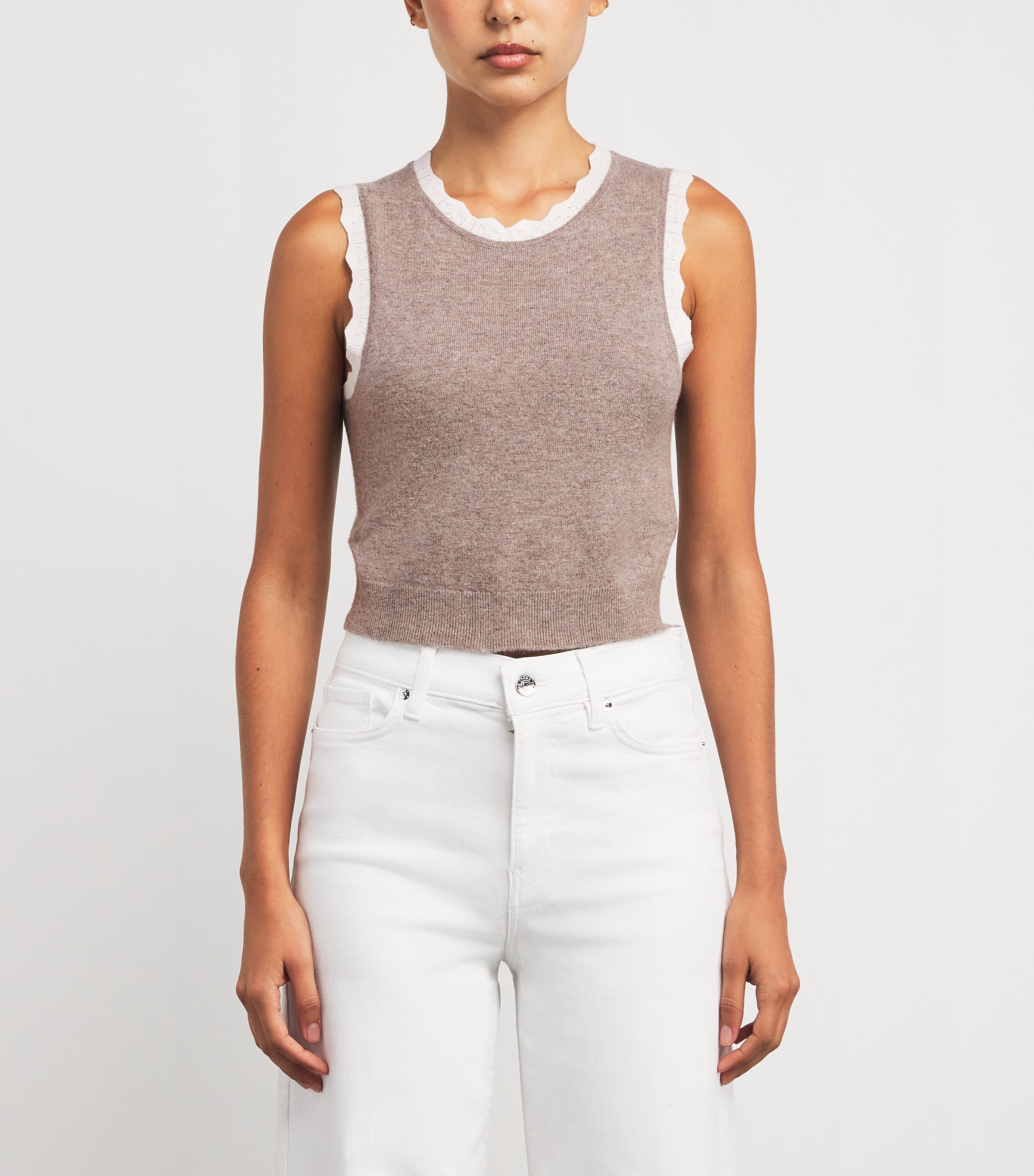 Wool-Cashmere Cropped Tank Top CARAMEL Image 3