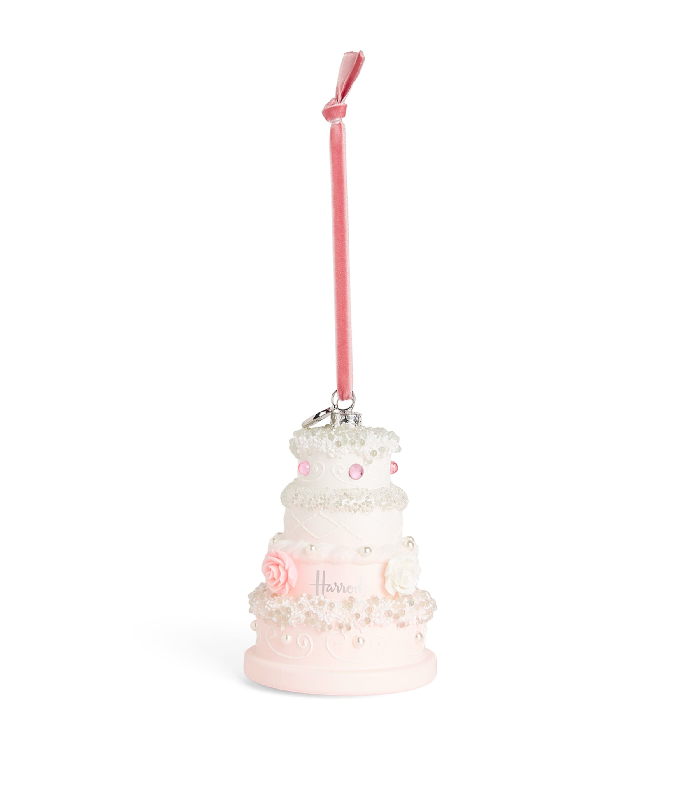 Harrods Glass Birthday Cake Tree Decoration In Pink