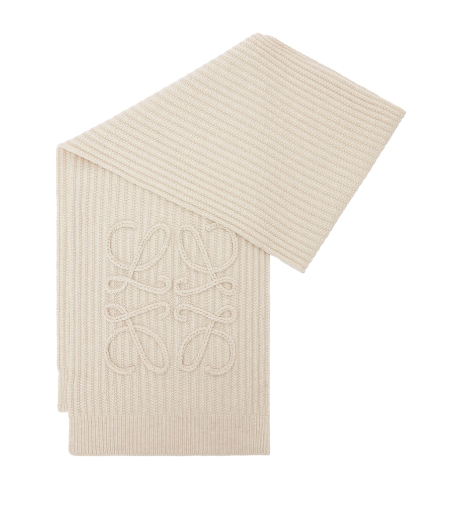 Wool Anagram Scarf LIGHT BEIGE Image 1