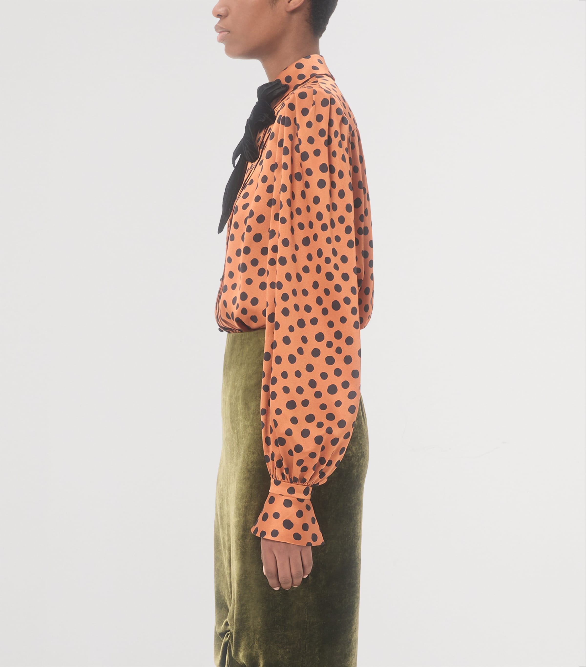 Valentino Womens Silk Polka-Dot Embroidered Blouse Image 3