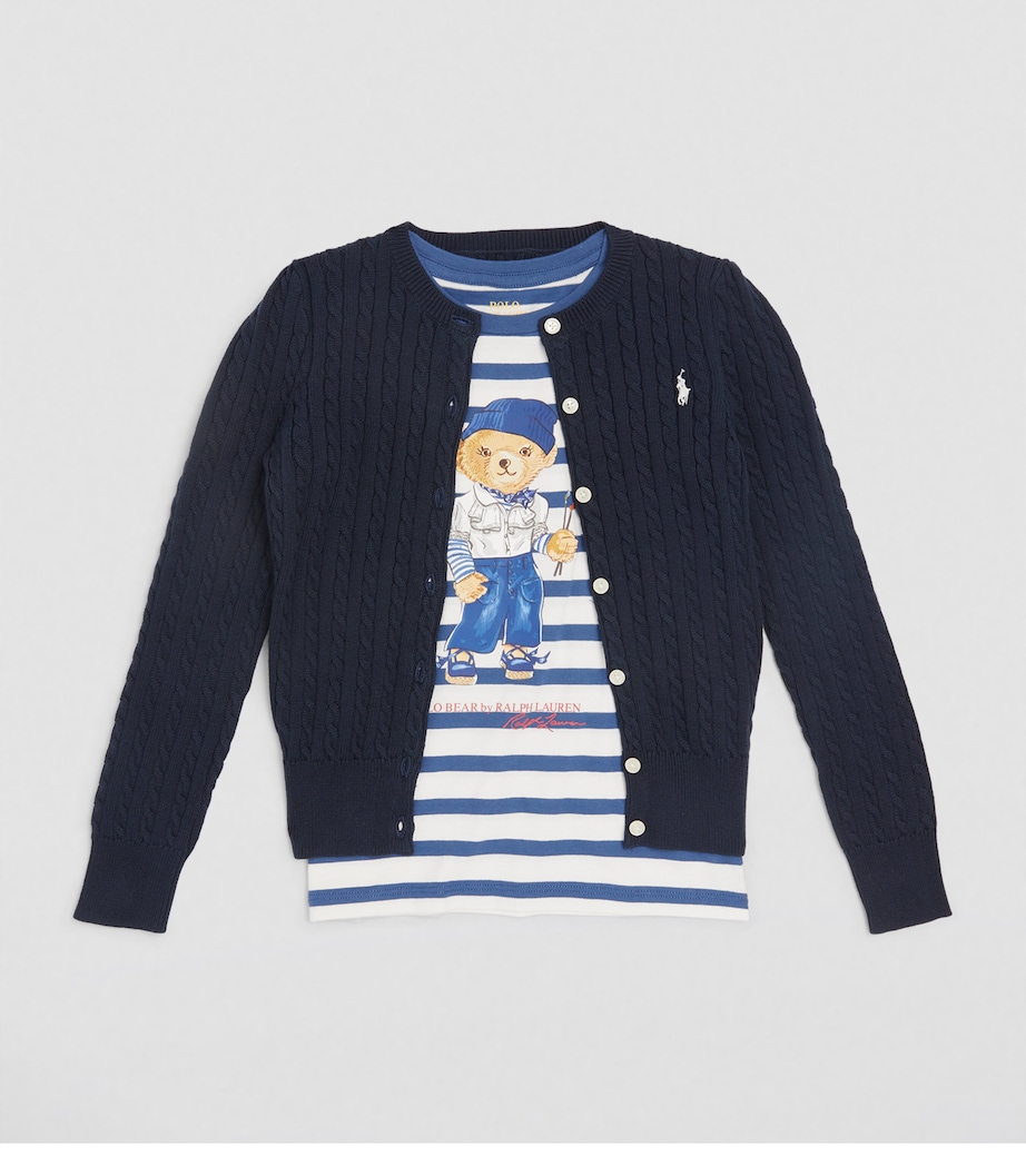 Ralph Lauren Kids Cotton Cable-Knit Cardigan (6-14 Years) Hunter Nvy Image 2