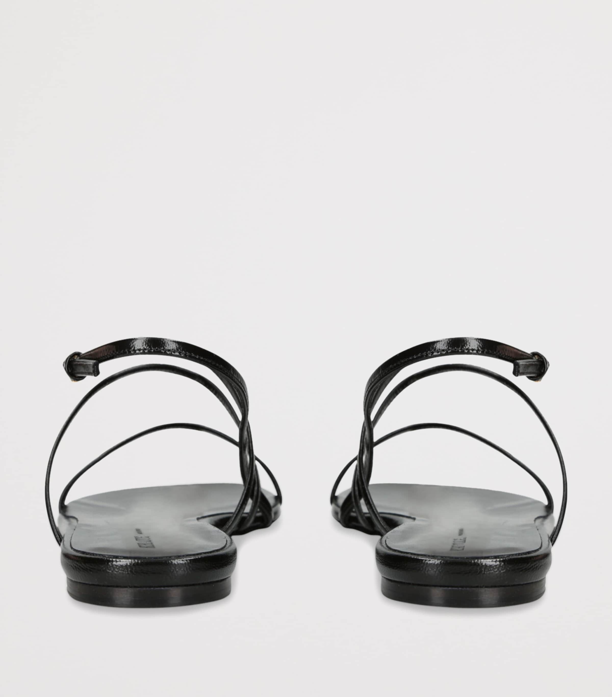 Leather Loop Flat Sandals BLACK Image 3