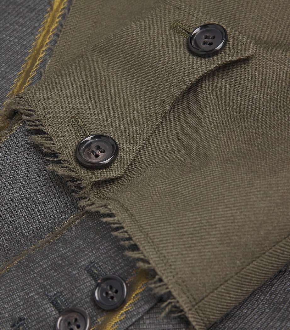 Deconstructed Stripe Military Blazer GRAY/KHAKI X KHAKI Image 5