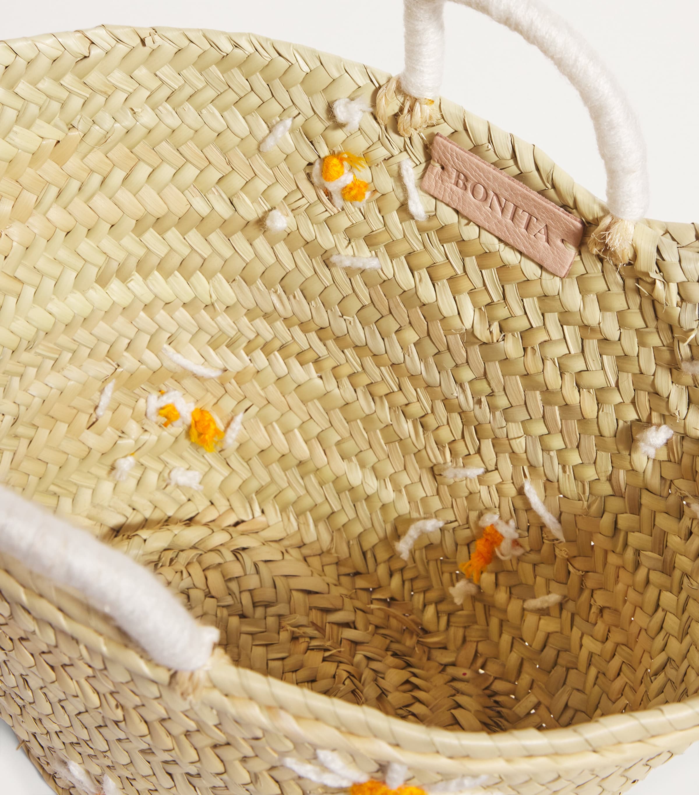 BONITA Medium Daisy Basket Bag White/yellow Image 3