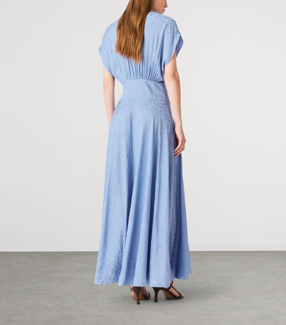 Maje Womens Satin Floral Midi Dress Light Blue Image 4