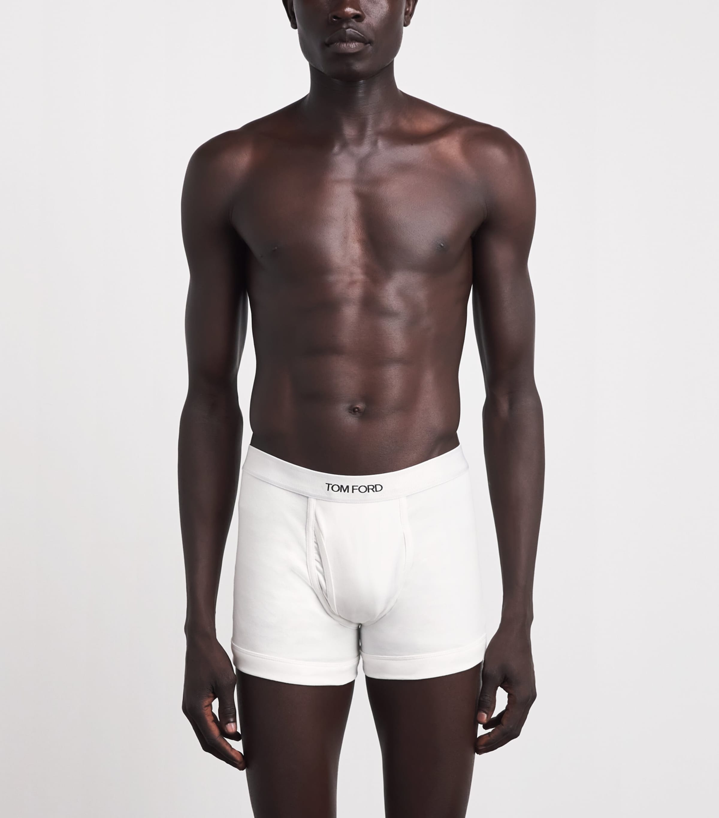 TOM FORD Mens Stretch-Cotton Logo Boxer Briefs White Image 2