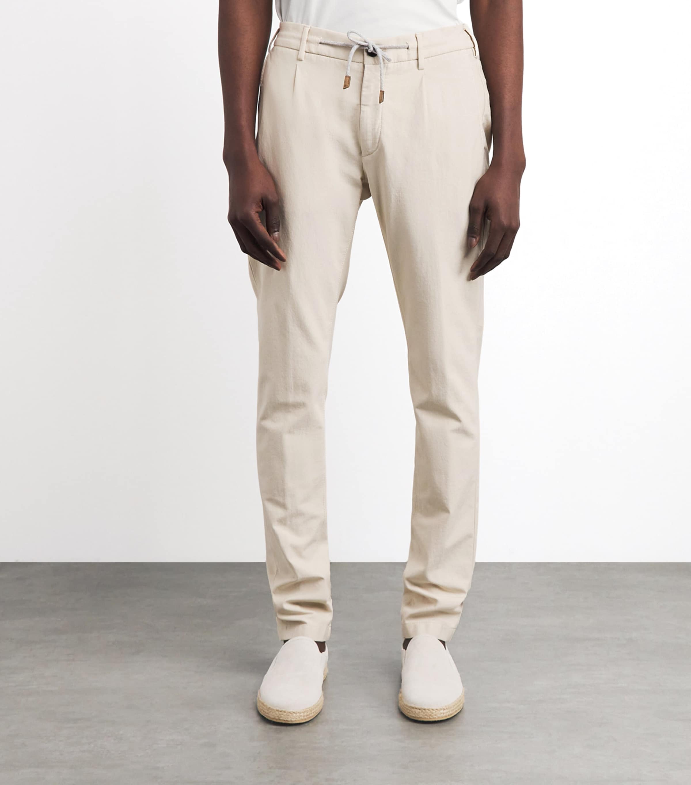 Eleventy Mens Cotton-Blend Drawstring Trousers Sabbia Image 4