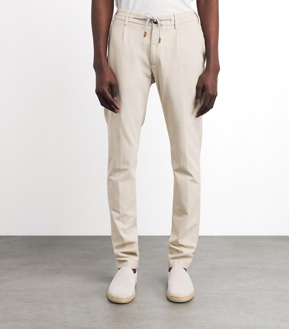 Eleventy Mens Cotton-Blend Drawstring Trousers Sabbia Image 4