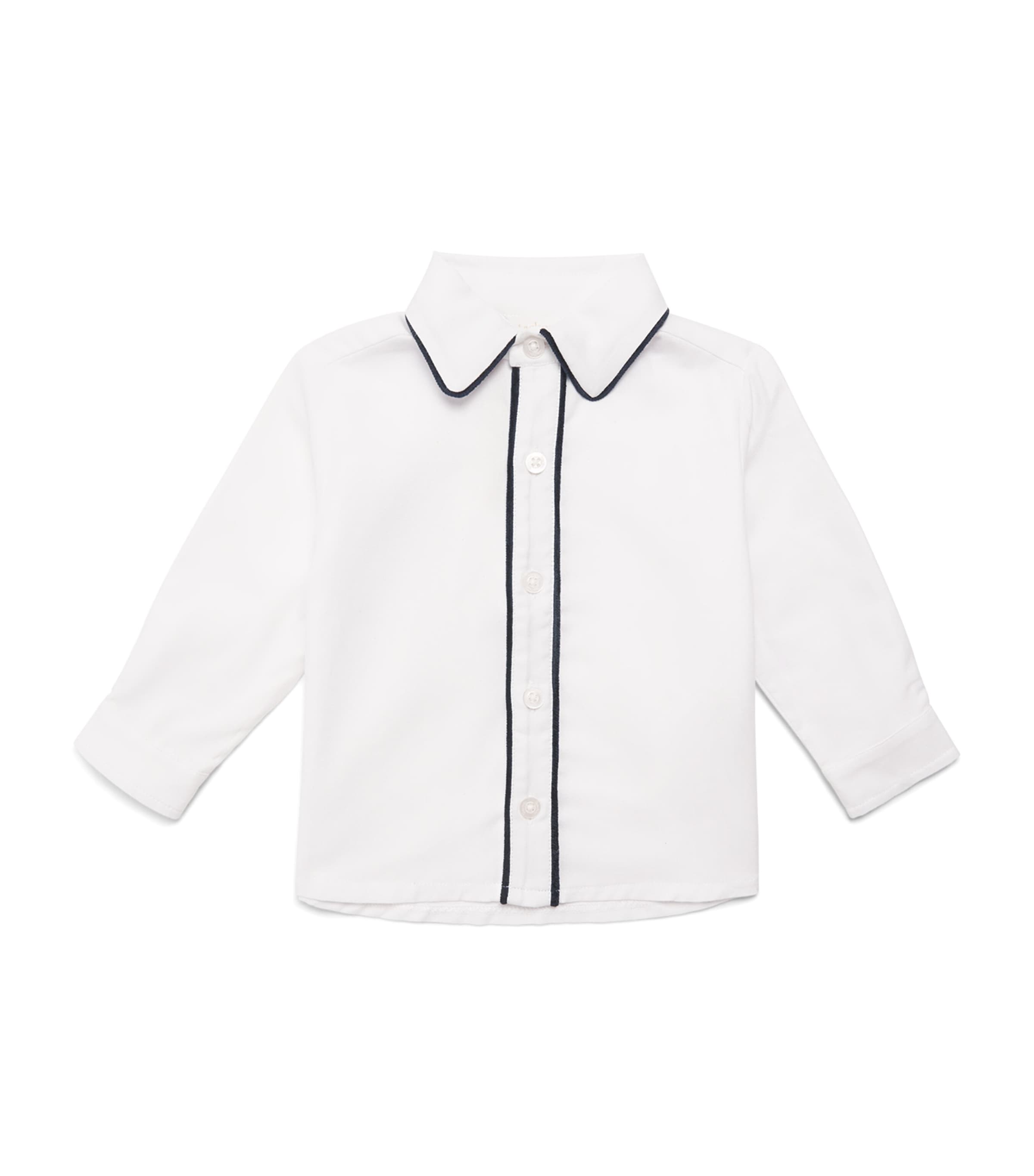 Patachou Cotton Piped-Trim Shirt (6-24 Months) Marine Image 1